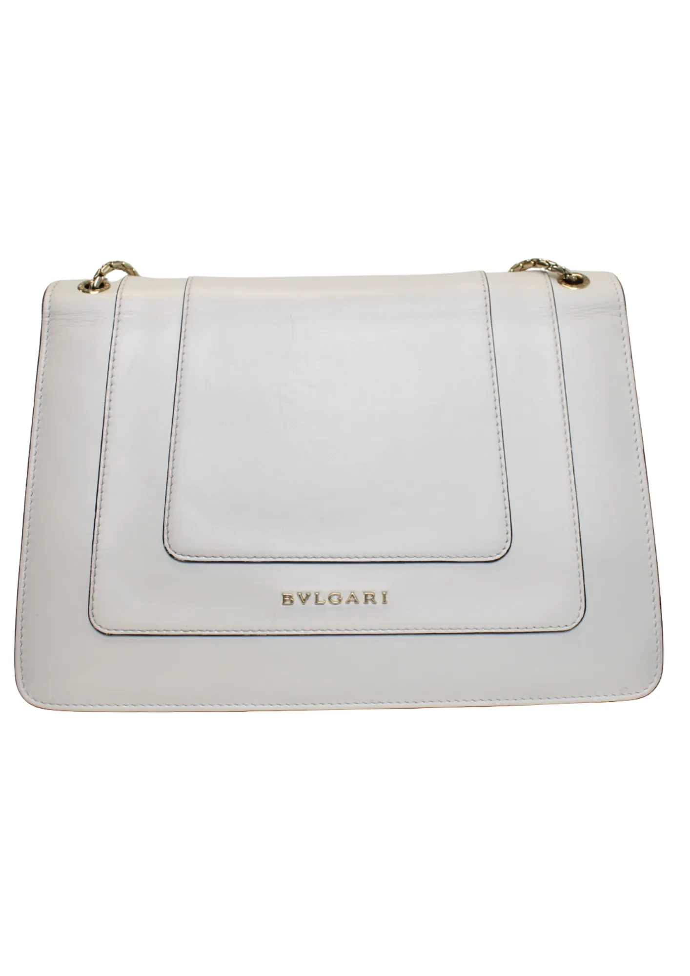 BVLGARI White Leather Medium Serpenti Forever Flap Shoulder Bag BVLGARI White Leather Medium Serpenti Forever Flap Shoulder Bag