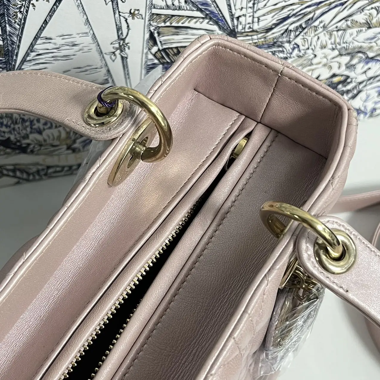 DIOR Pearl Pink Lambskin Medium Lady Dior Bag DIOR Pearl Pink Lambskin Medium Lady Dior Bag