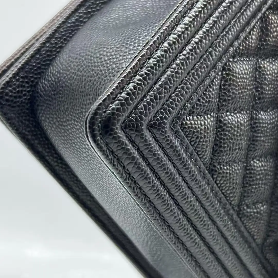 CHANEL Medium Boy Bag Black Caviar Leather Gold Hardware CHANEL Medium Boy Bag Black Caviar Leather Gold Hardware