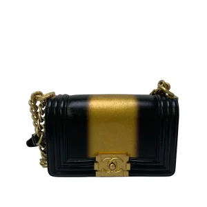 CHANEL Boy 20 Women's Shoulder Bag Black Golden