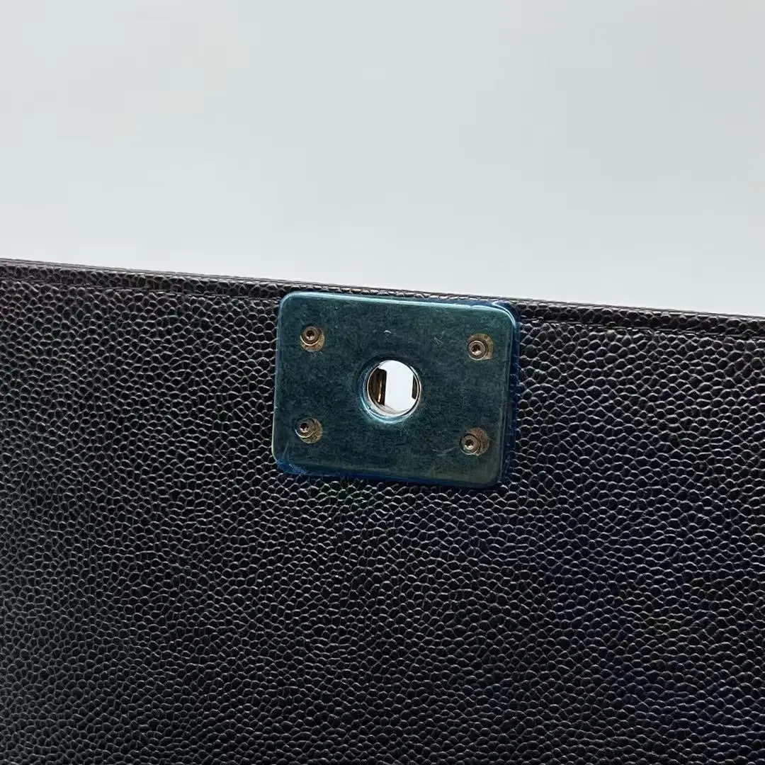 CHANEL Medium Boy Bag Black Caviar Leather Gold Hardware CHANEL Medium Boy Bag Black Caviar Leather Gold Hardware