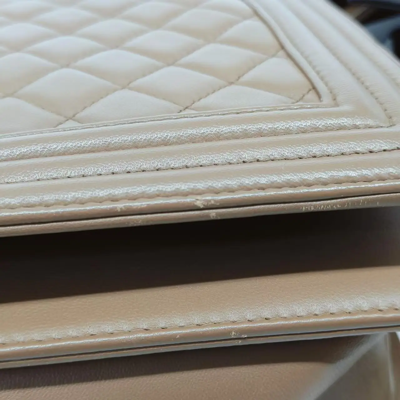 CHANEL Medium Boy Bag Beige Lambskin Gold Hardware CHANEL Medium Boy Bag Beige Lambskin Gold Hardware