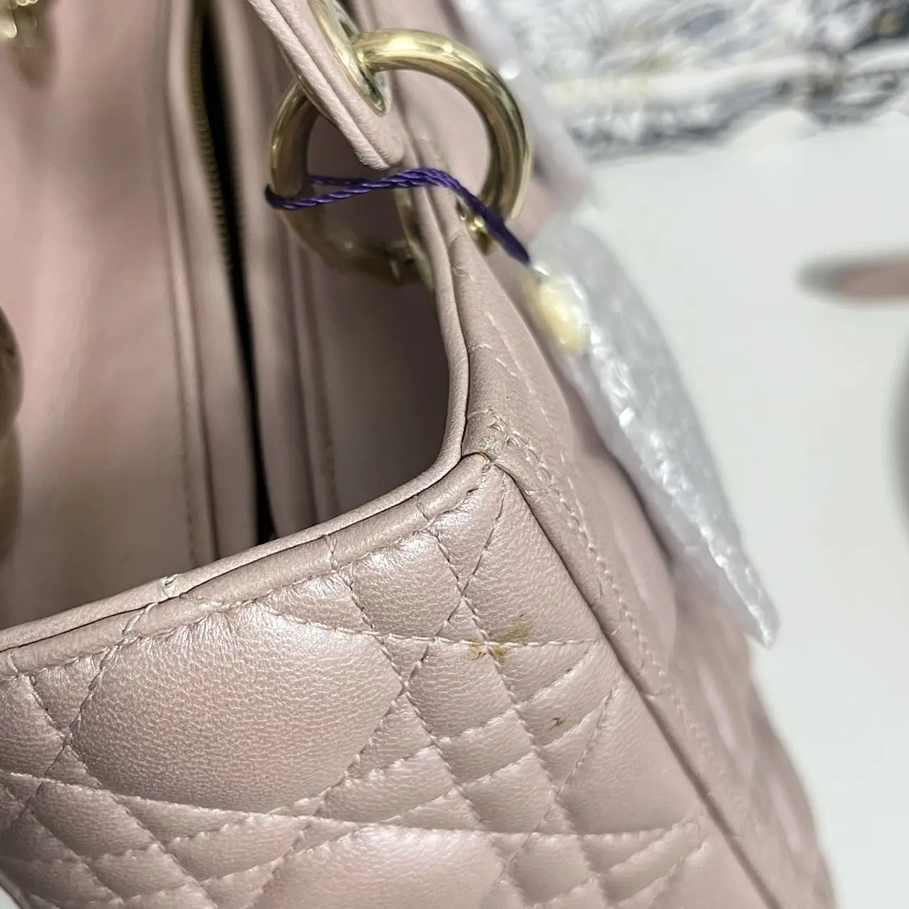 DIOR Pearl Pink Lambskin Medium Lady Dior Bag DIOR Pearl Pink Lambskin Medium Lady Dior Bag