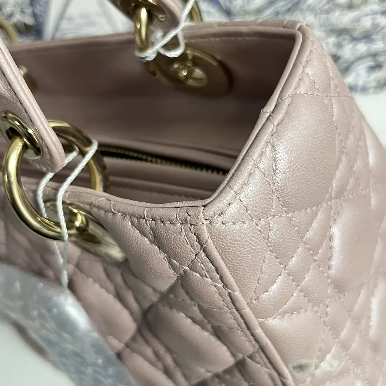 DIOR Pearl Pink Lambskin Medium Lady Dior Bag DIOR Pearl Pink Lambskin Medium Lady Dior Bag