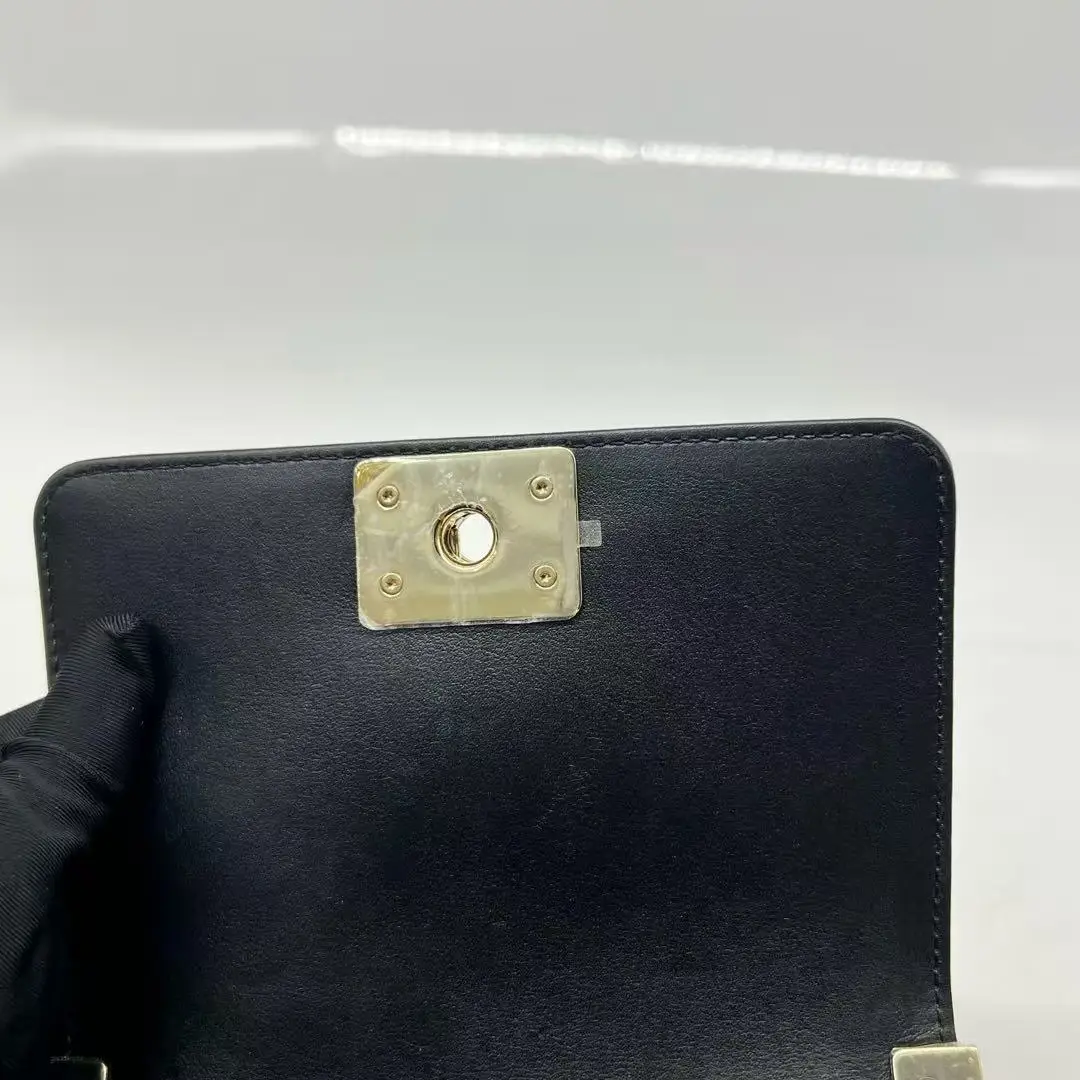 Chanel Black Caviar Leather Chevron Quilted Small Boy Bag Chanel Black Caviar Leather Chevron Quilted Small Boy Bag