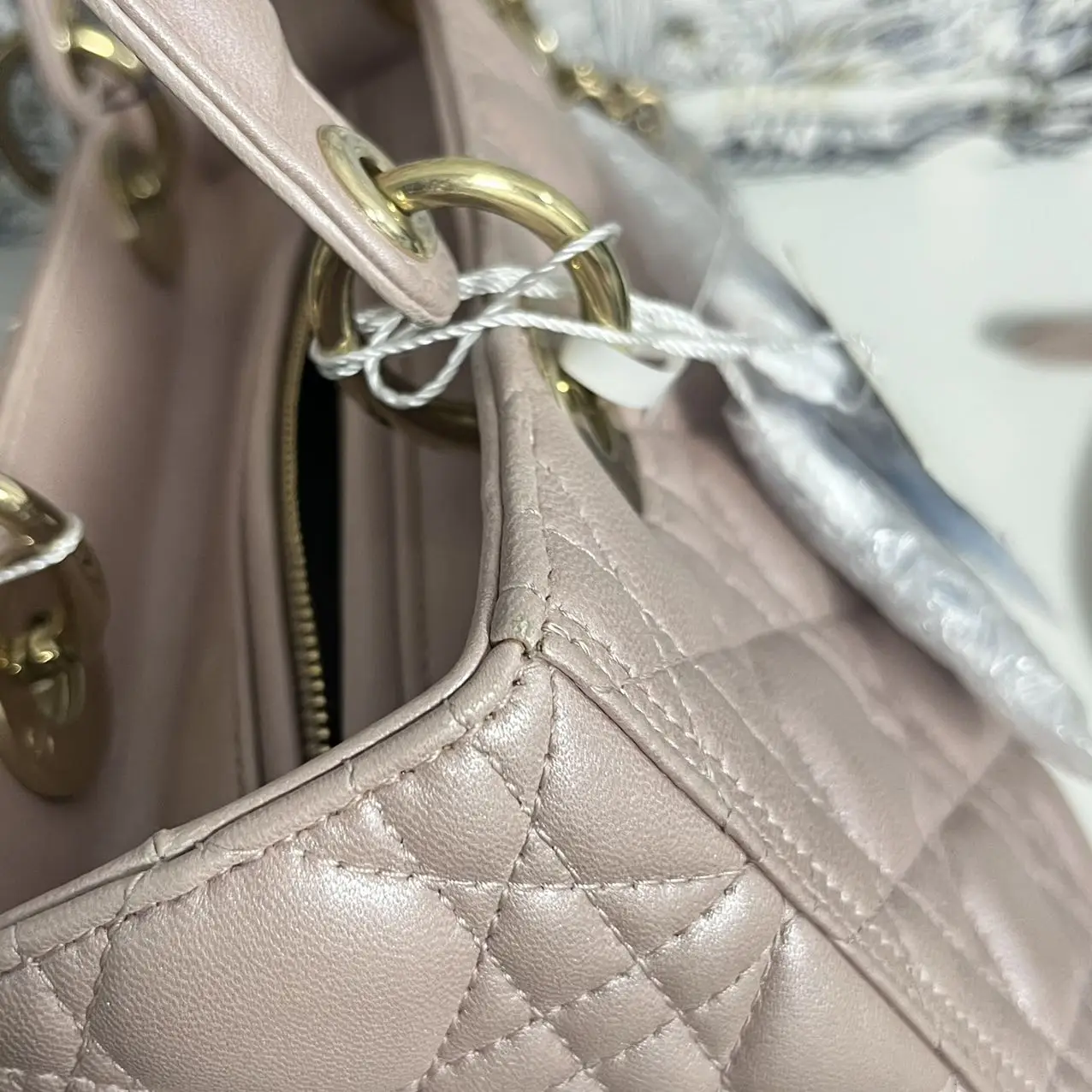 DIOR Pearl Pink Lambskin Medium Lady Dior Bag DIOR Pearl Pink Lambskin Medium Lady Dior Bag