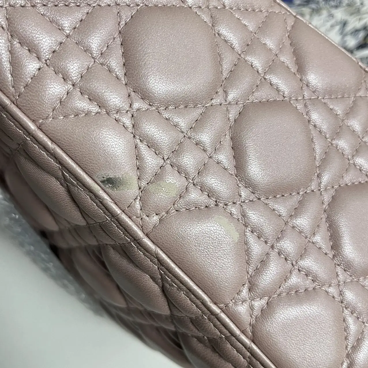 DIOR Pearl Pink Lambskin Medium Lady Dior Bag DIOR Pearl Pink Lambskin Medium Lady Dior Bag