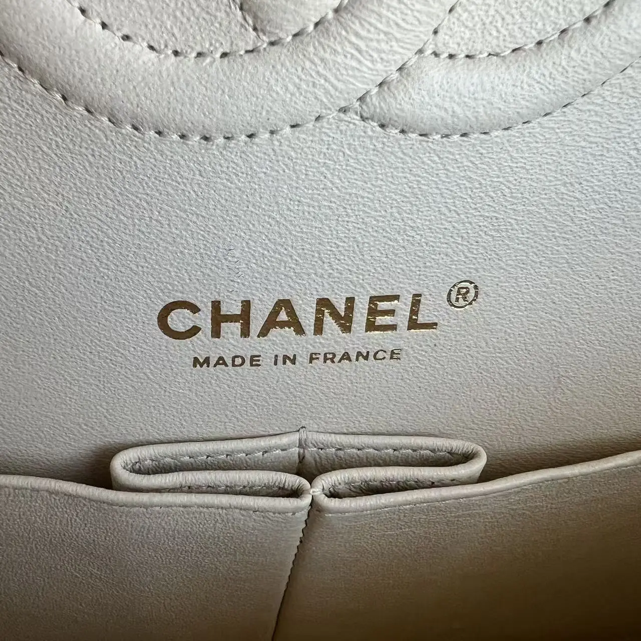 CHANEL Beige Medium Lambskin Classic Flap Handbag CHANEL Beige Medium Lambskin Classic Flap Handbag