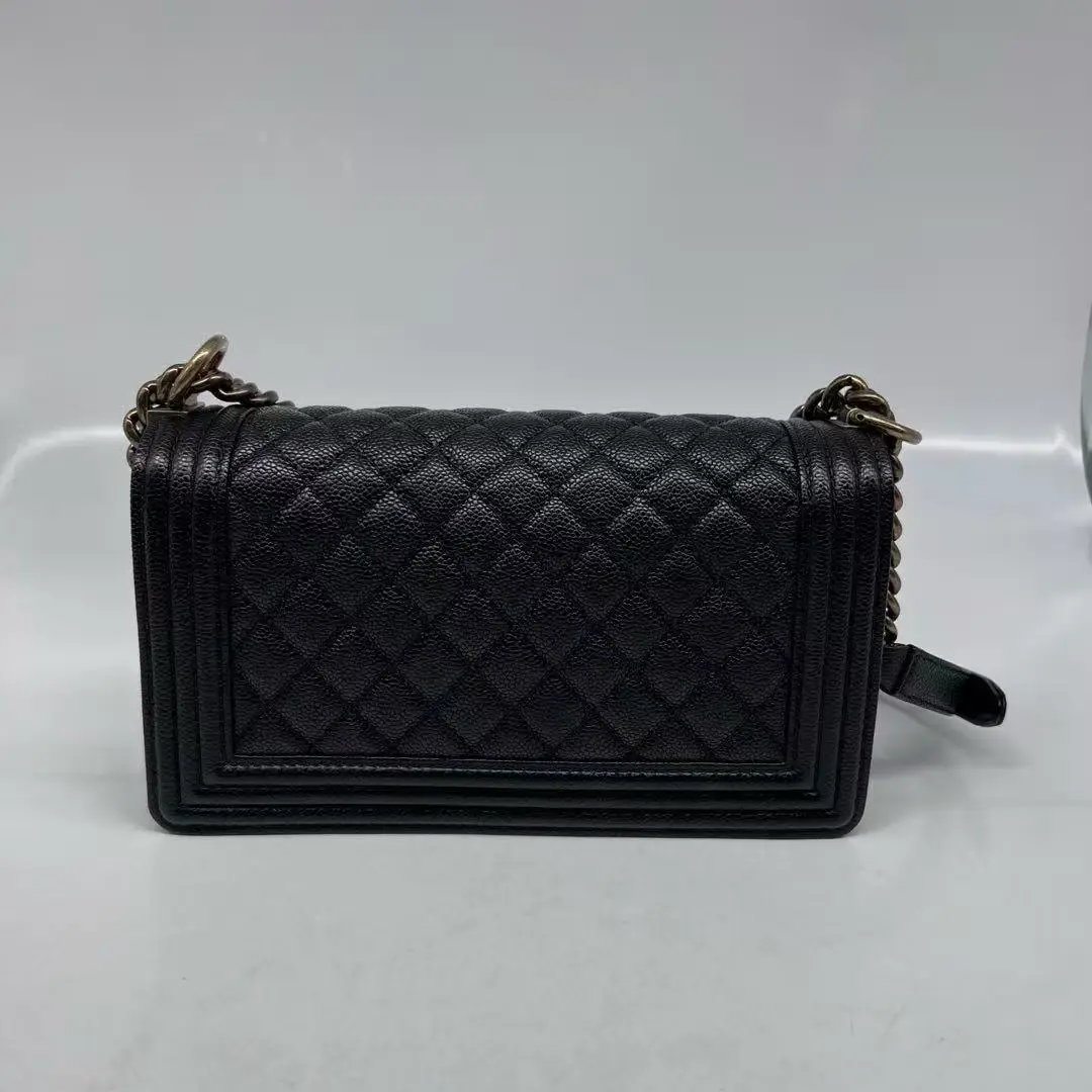 CHANEL Medium Boy Bag Black Caviar Leather Gold Hardware CHANEL Medium Boy Bag Black Caviar Leather Gold Hardware