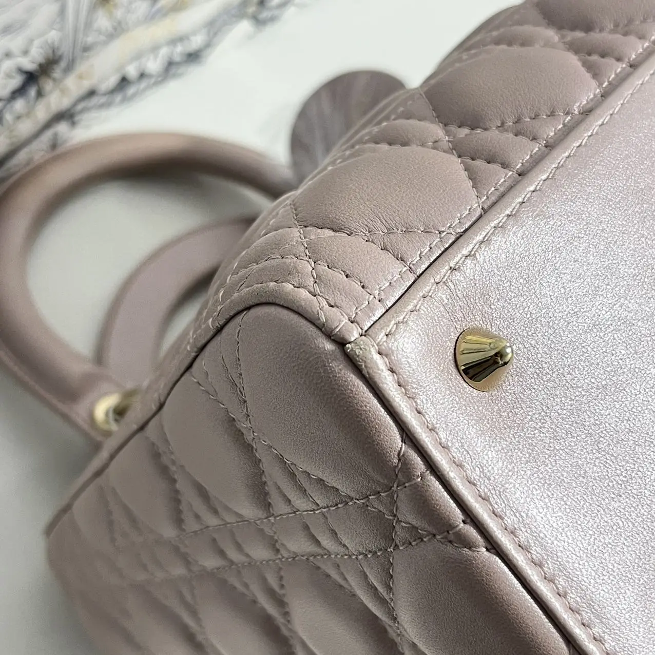 DIOR Pearl Pink Lambskin Medium Lady Dior Bag DIOR Pearl Pink Lambskin Medium Lady Dior Bag