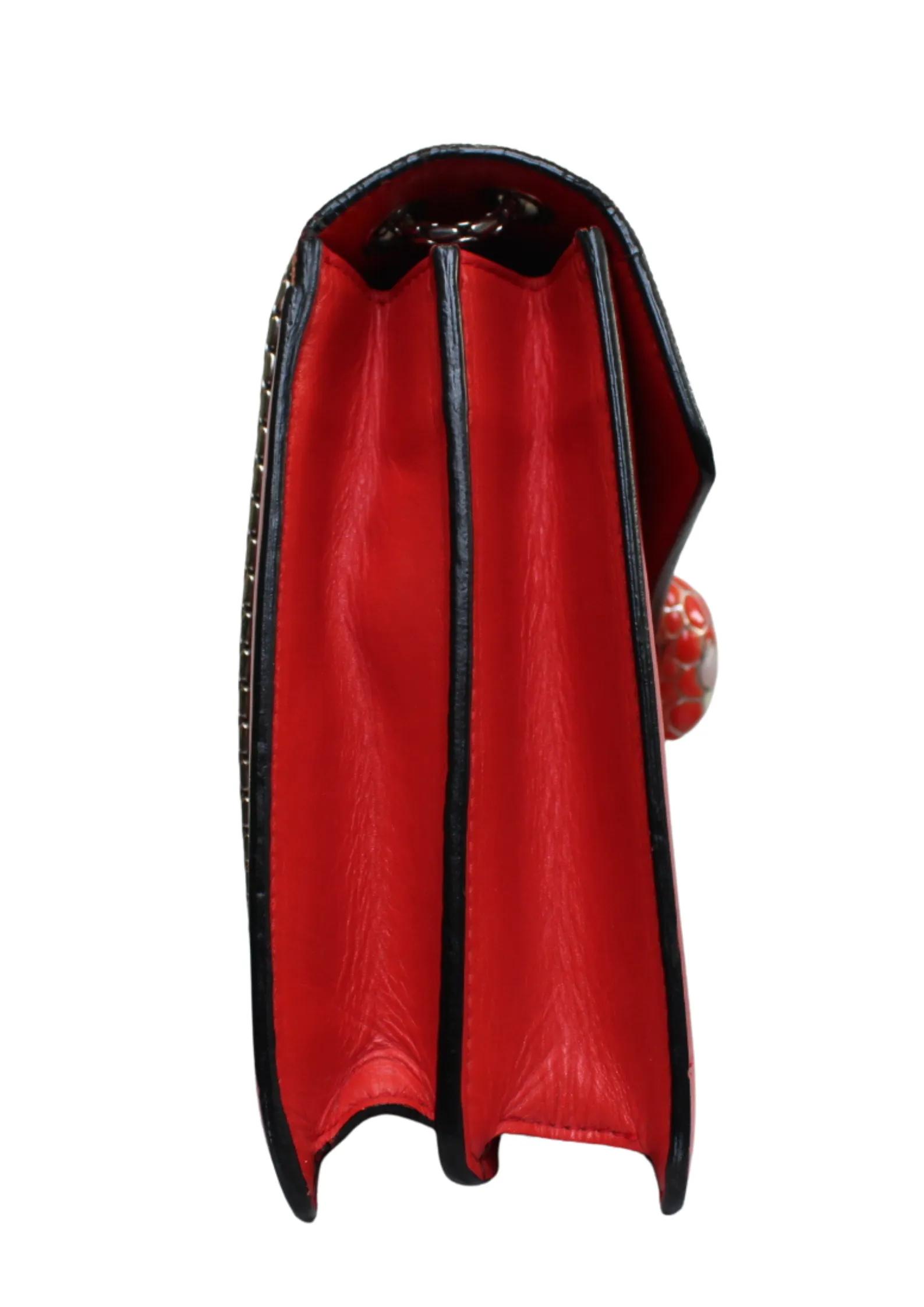 BVLGARI Embellished Orange Stingray Serpenti Shoulder Bag Forever Chain Strap BVLGARI Embellished Orange Stingray Serpenti Shoulder Bag Forever Chain Strap