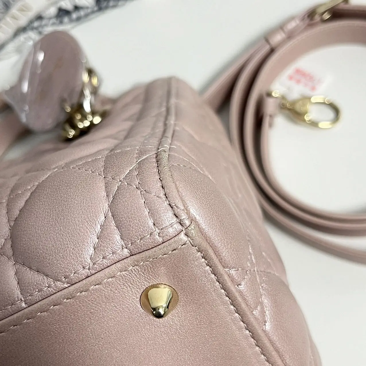 DIOR Pearl Pink Lambskin Medium Lady Dior Bag DIOR Pearl Pink Lambskin Medium Lady Dior Bag