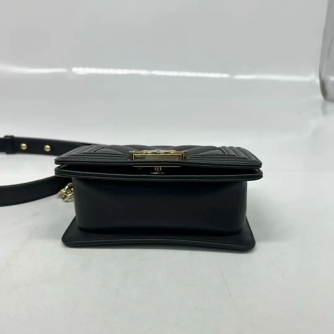 Chanel Black Caviar Leather Chevron Quilted Small Boy Bag Chanel Black Caviar Leather Chevron Quilted Small Boy Bag