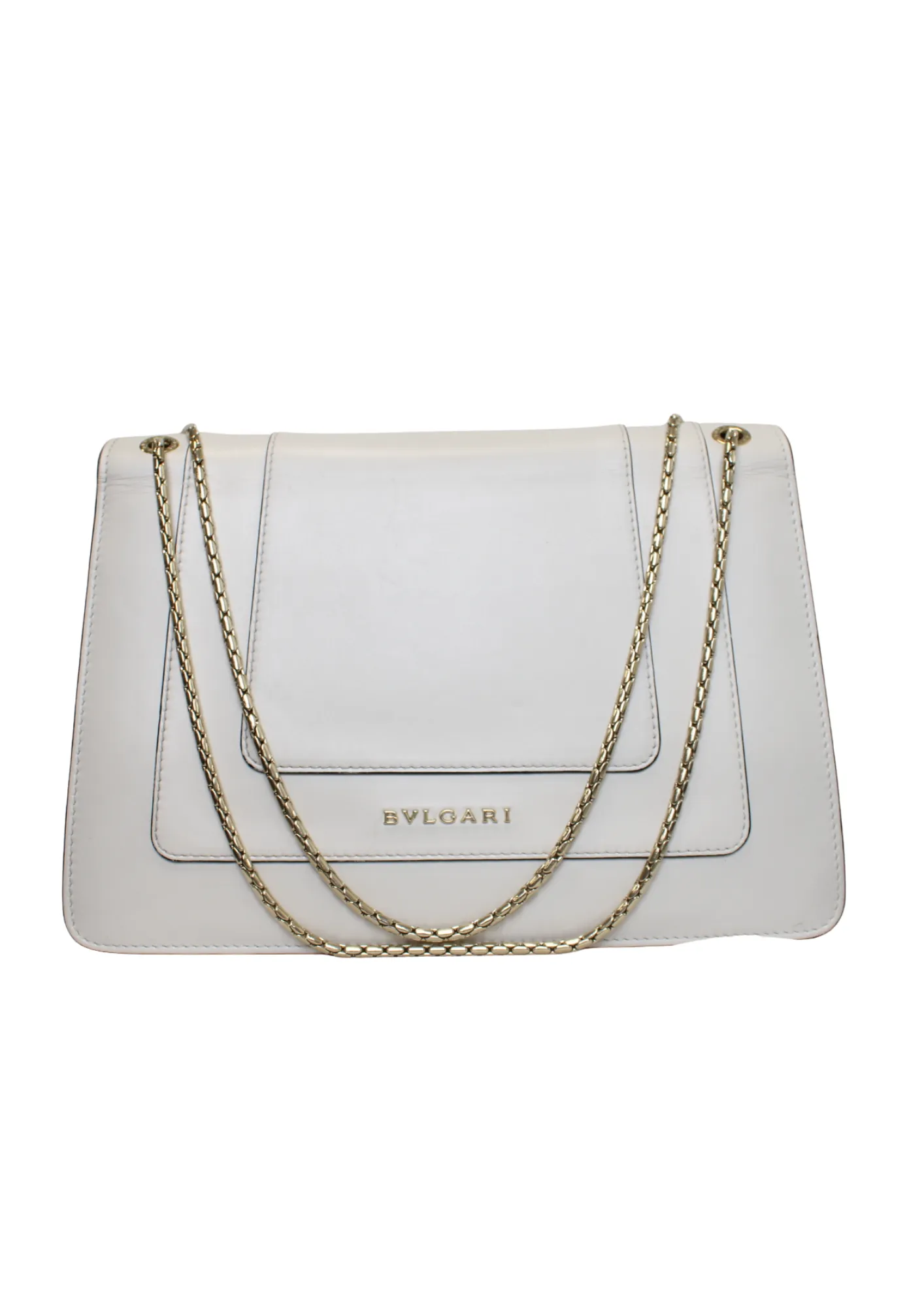 BVLGARI White Leather Medium Serpenti Forever Flap Shoulder Bag BVLGARI White Leather Medium Serpenti Forever Flap Shoulder Bag