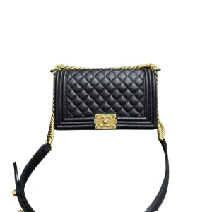 CHANEL Medium Boy Bag Black Caviar Gold Hardware