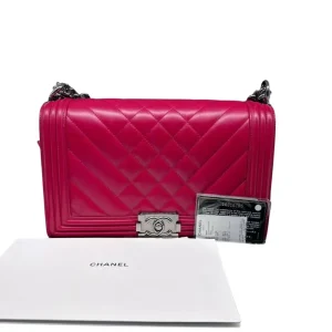 CHANEL Medium Boy Bag Pink Quilted Calfskin