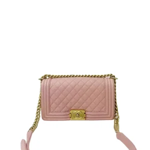 CHANEL Medium Pink Caviar Leather Boy Bag