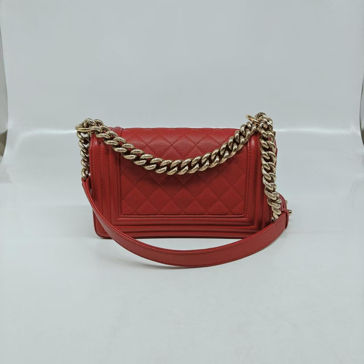 CHANEL Small Boy Bag Red Caviar Leather Gold Hardware CHANEL Small Boy Bag Red Caviar Leather Gold Hardware