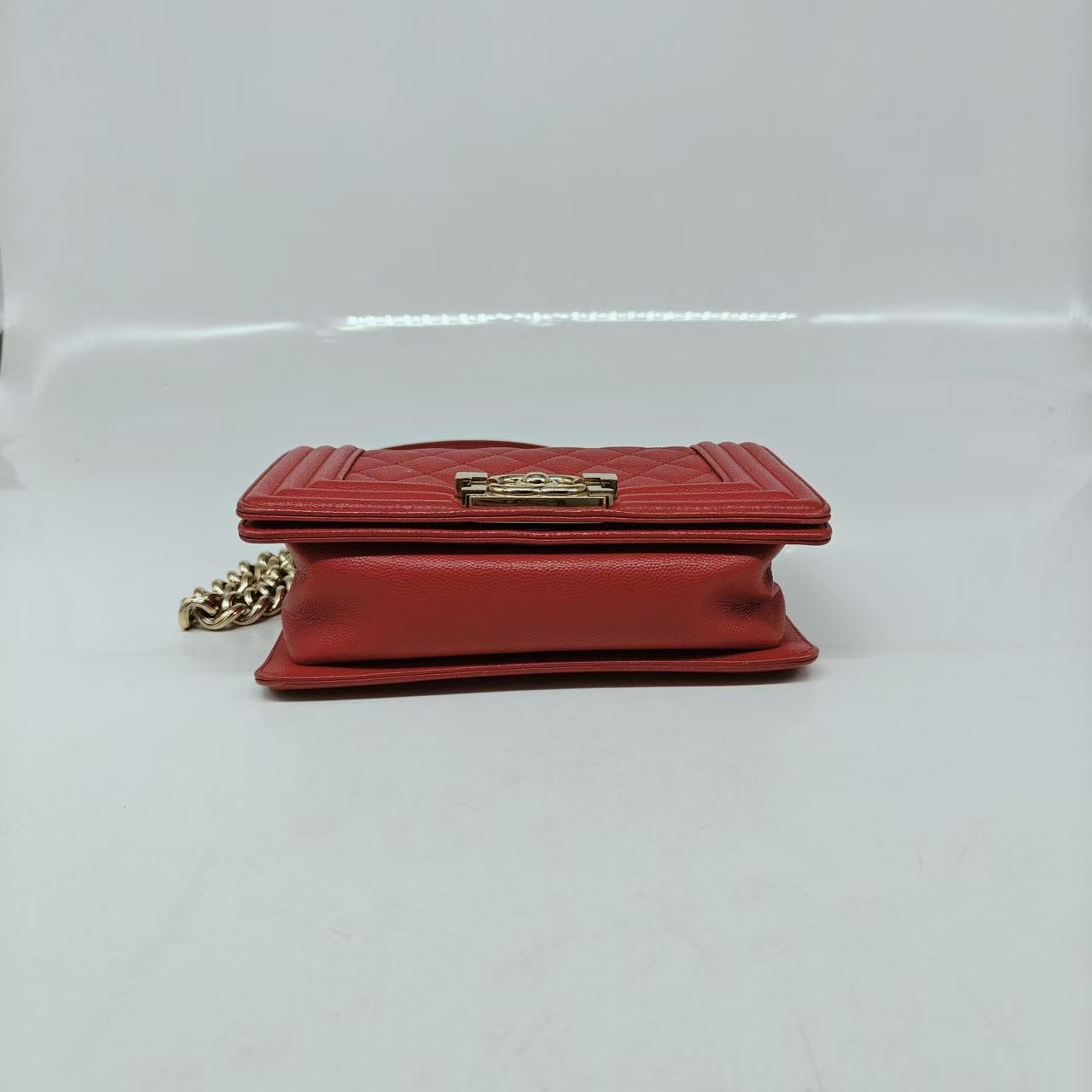 CHANEL Small Boy Bag Red Caviar Leather Gold Hardware CHANEL Small Boy Bag Red Caviar Leather Gold Hardware