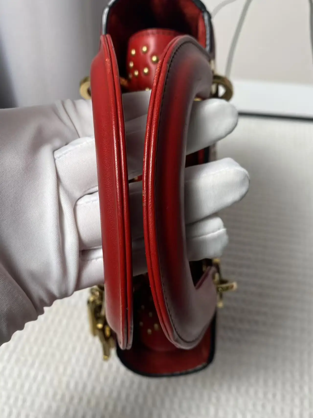 Dior Red Small Lambskin Cannage Studded Supple Lady Dior Dior Red Small Lambskin Cannage Studded Supple Lady Dior