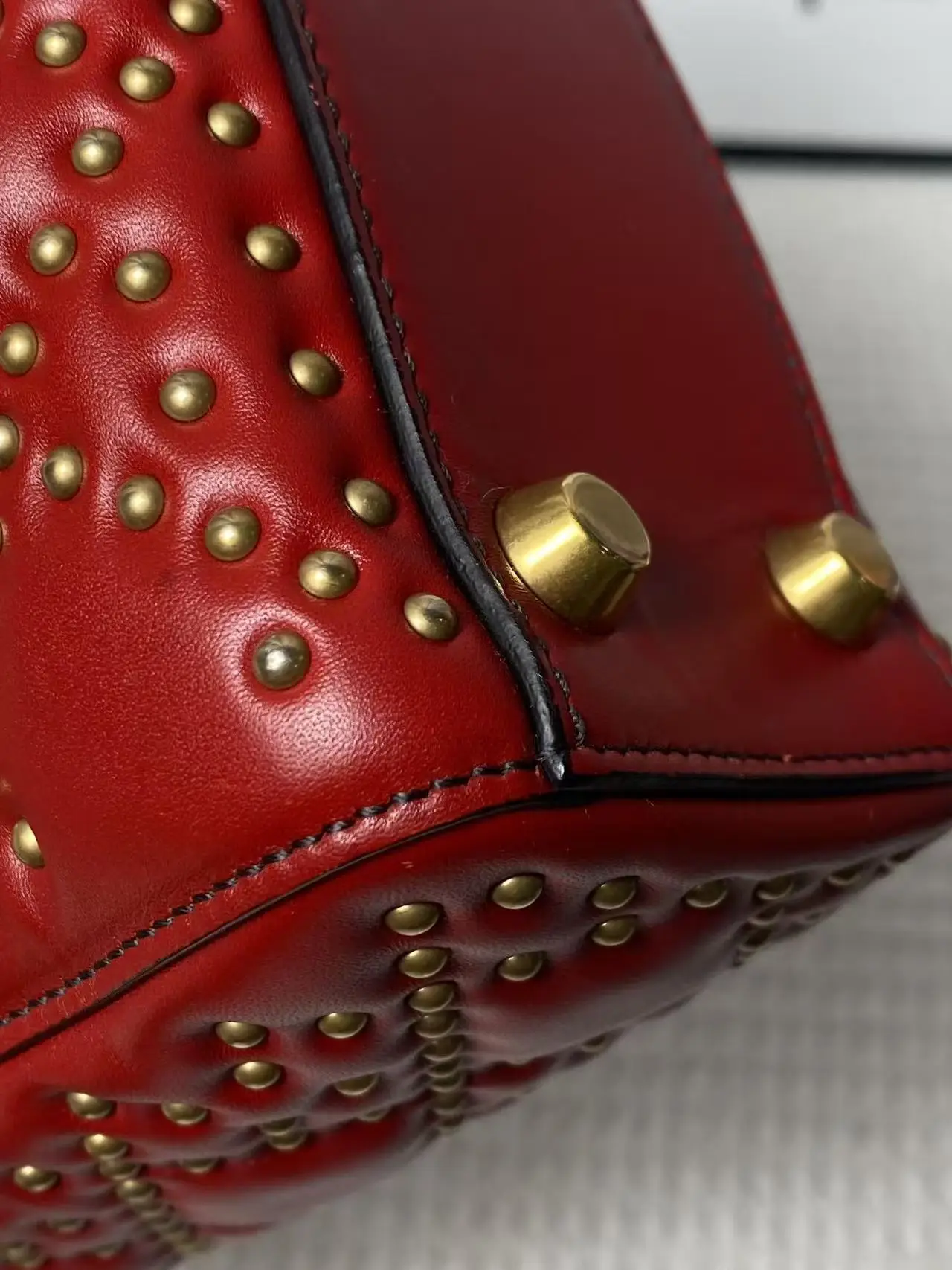 Dior Red Small Lambskin Cannage Studded Supple Lady Dior Dior Red Small Lambskin Cannage Studded Supple Lady Dior