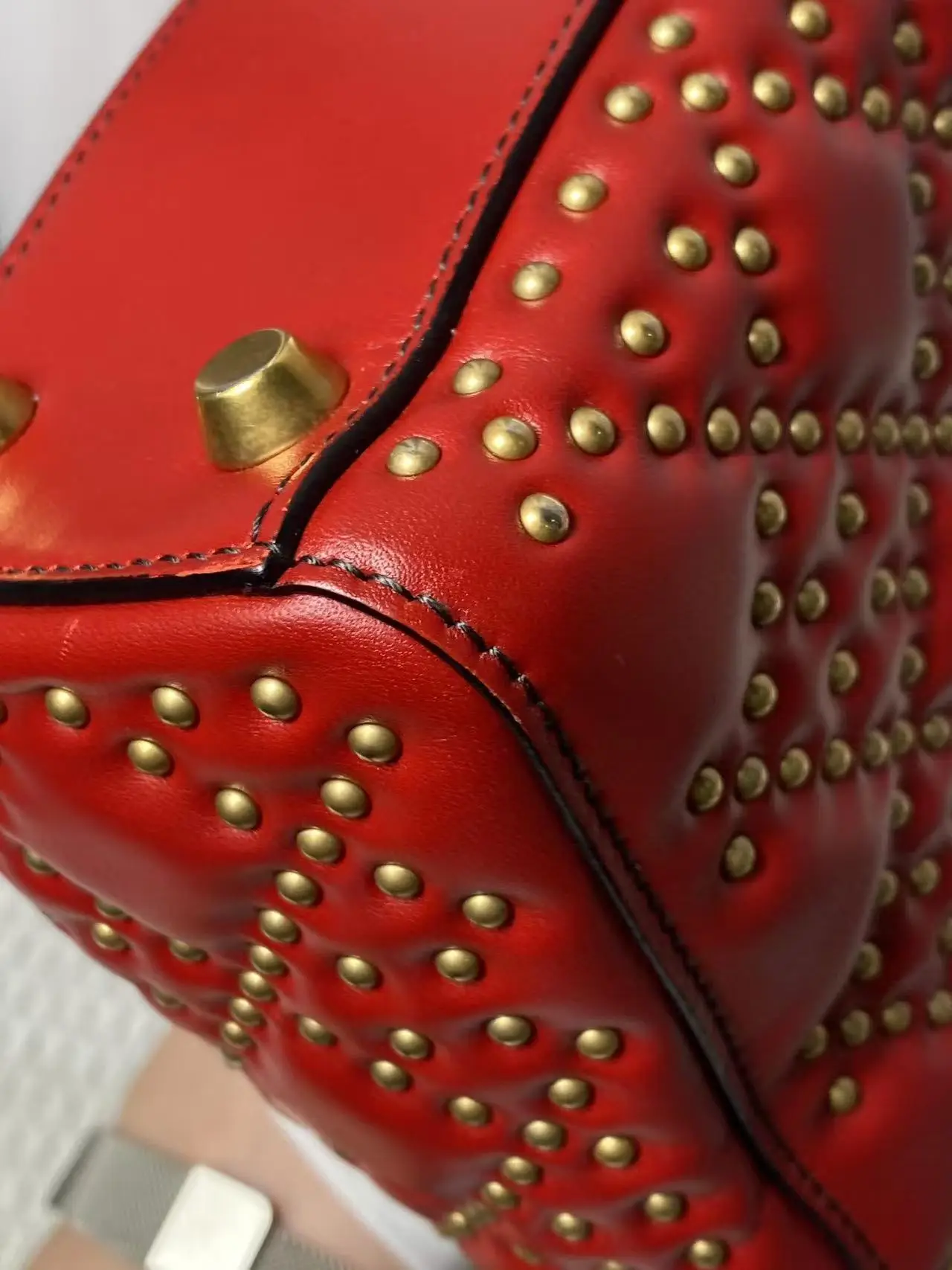 Dior Red Small Lambskin Cannage Studded Supple Lady Dior Dior Red Small Lambskin Cannage Studded Supple Lady Dior