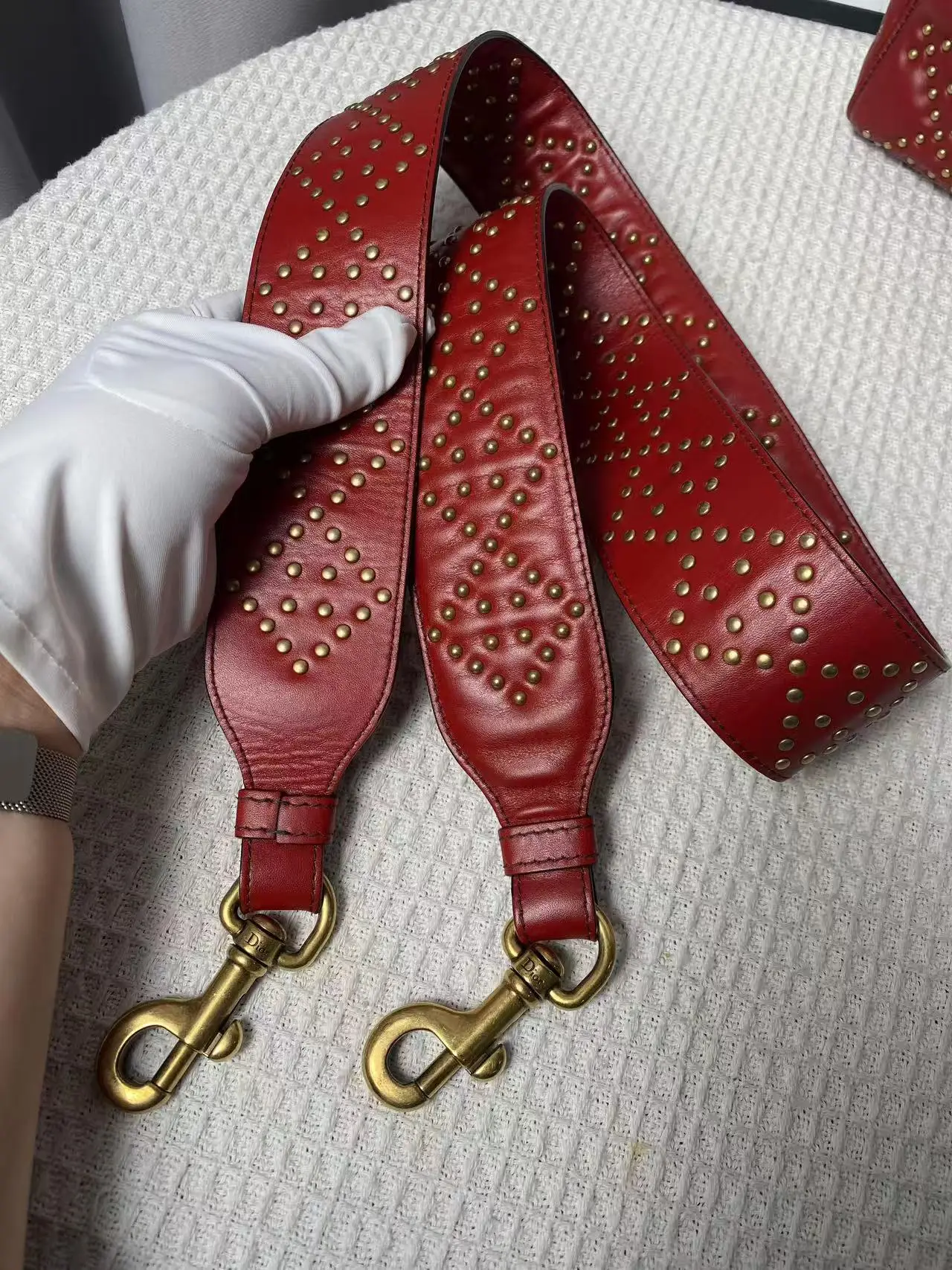 Dior Red Small Lambskin Cannage Studded Supple Lady Dior Dior Red Small Lambskin Cannage Studded Supple Lady Dior