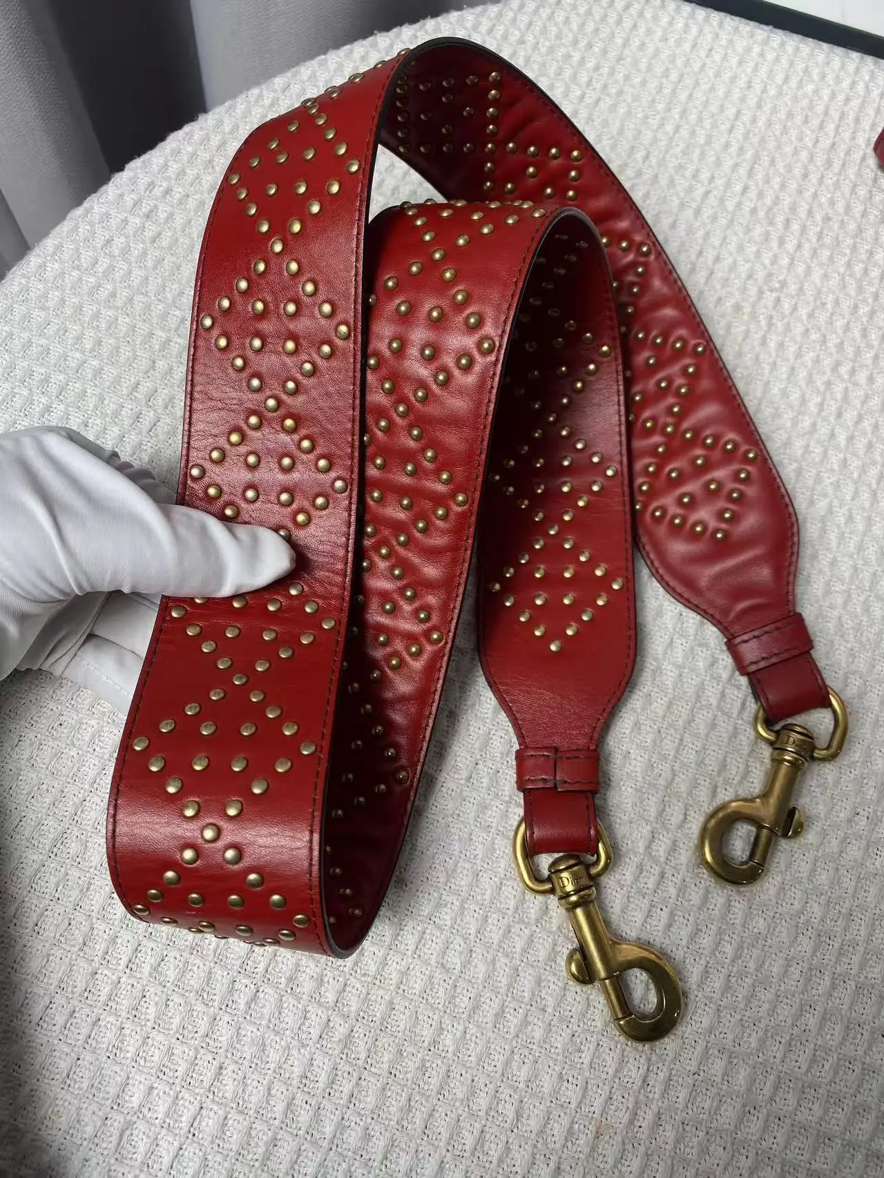 Dior Red Small Lambskin Cannage Studded Supple Lady Dior Dior Red Small Lambskin Cannage Studded Supple Lady Dior