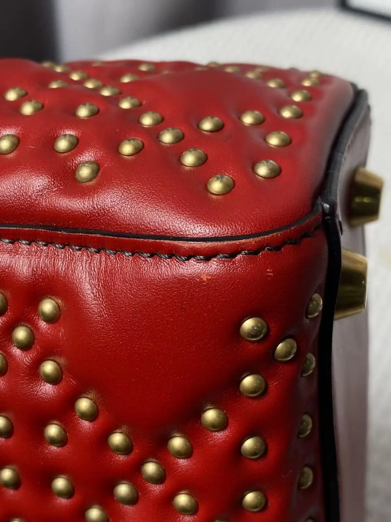 Dior Red Small Lambskin Cannage Studded Supple Lady Dior Dior Red Small Lambskin Cannage Studded Supple Lady Dior