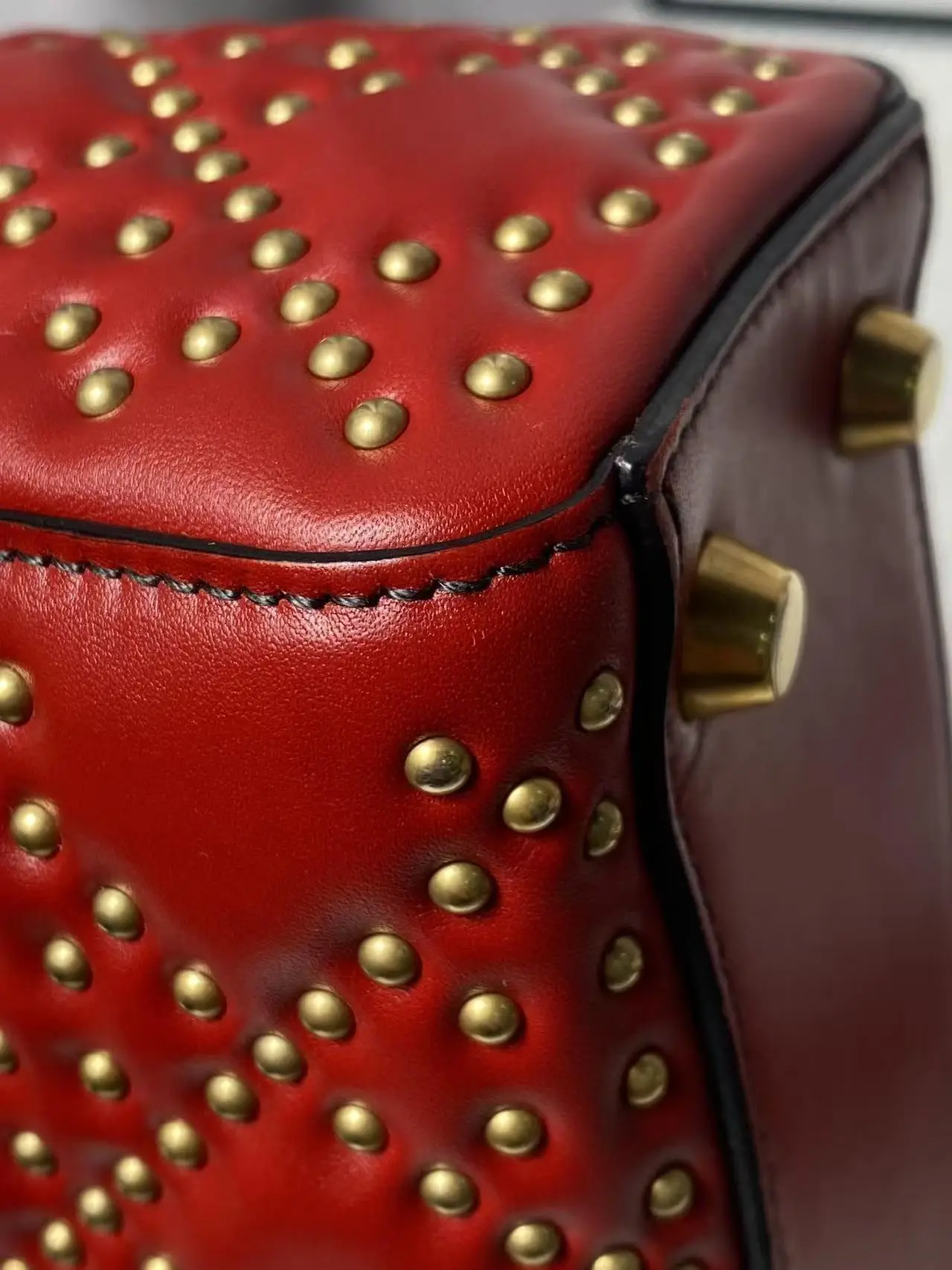 Dior Red Small Lambskin Cannage Studded Supple Lady Dior Dior Red Small Lambskin Cannage Studded Supple Lady Dior