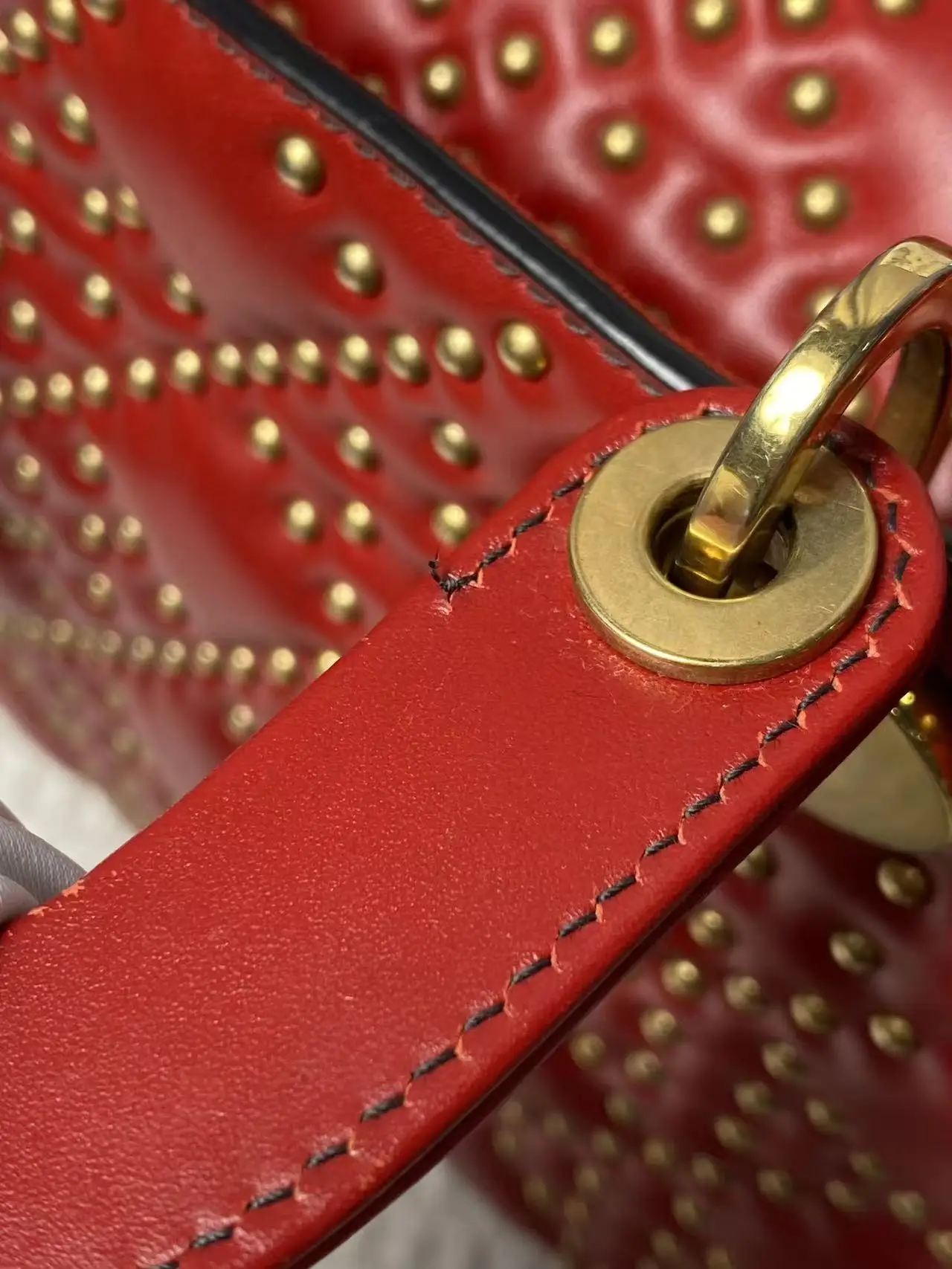 Dior Red Small Lambskin Cannage Studded Supple Lady Dior Dior Red Small Lambskin Cannage Studded Supple Lady Dior