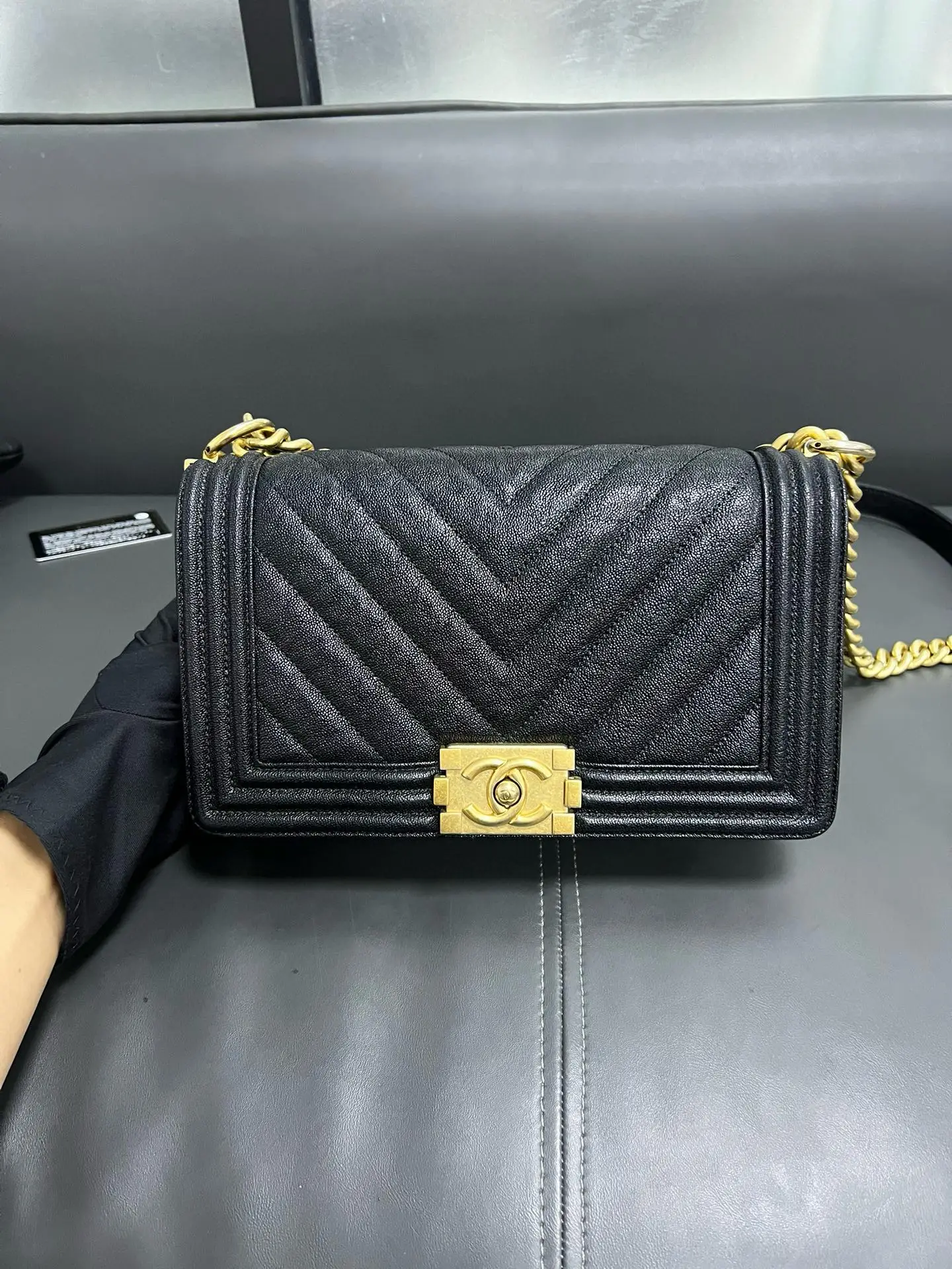 CHANEL Medium Boy Bag Black Caviar Leather CHANEL Medium Boy Bag Black Caviar Leather