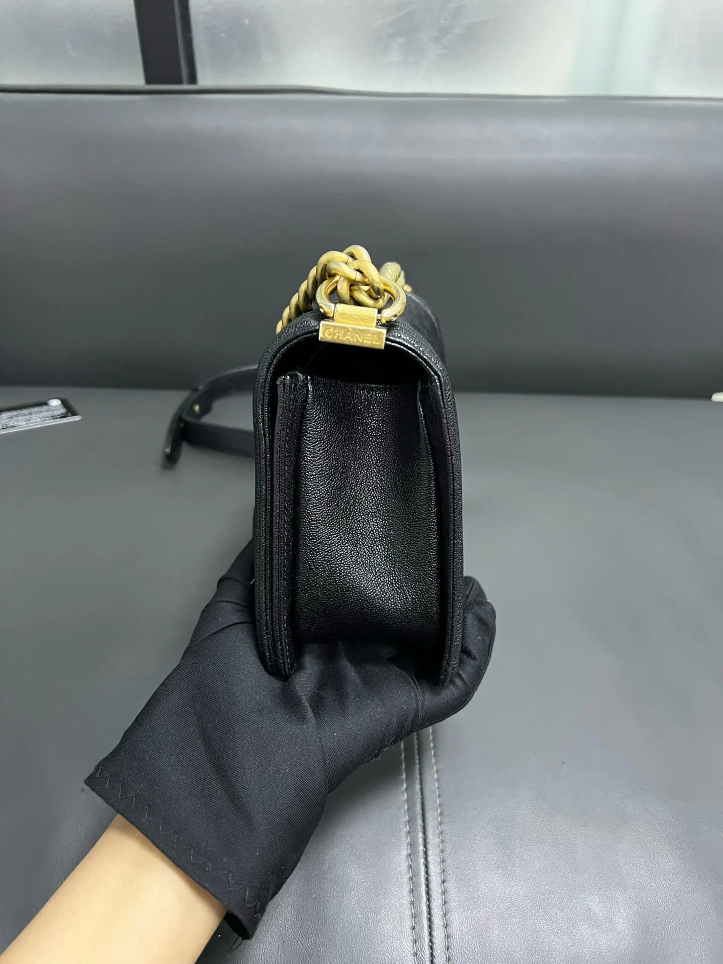 CHANEL Medium Boy Bag Black Caviar Leather CHANEL Medium Boy Bag Black Caviar Leather