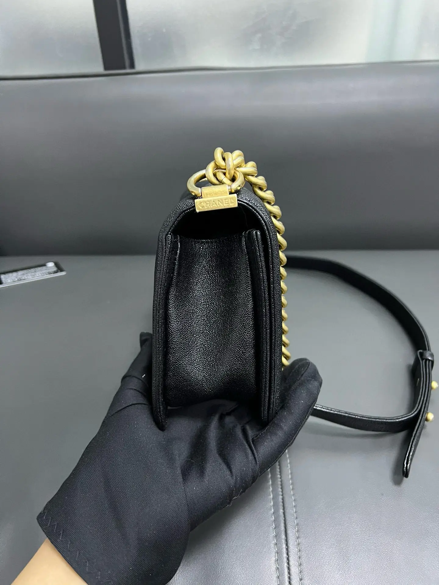 CHANEL Medium Boy Bag Black Caviar Leather CHANEL Medium Boy Bag Black Caviar Leather