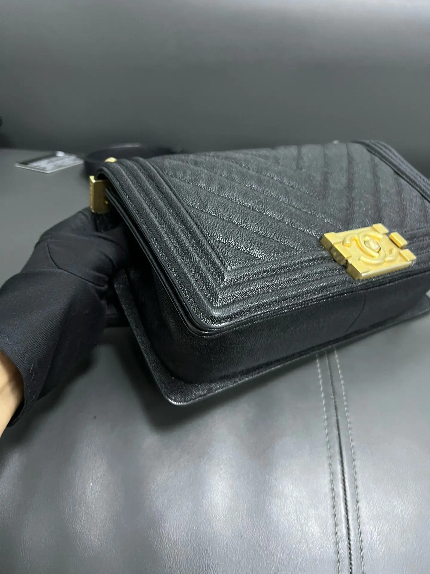 CHANEL Medium Boy Bag Black Caviar Leather CHANEL Medium Boy Bag Black Caviar Leather