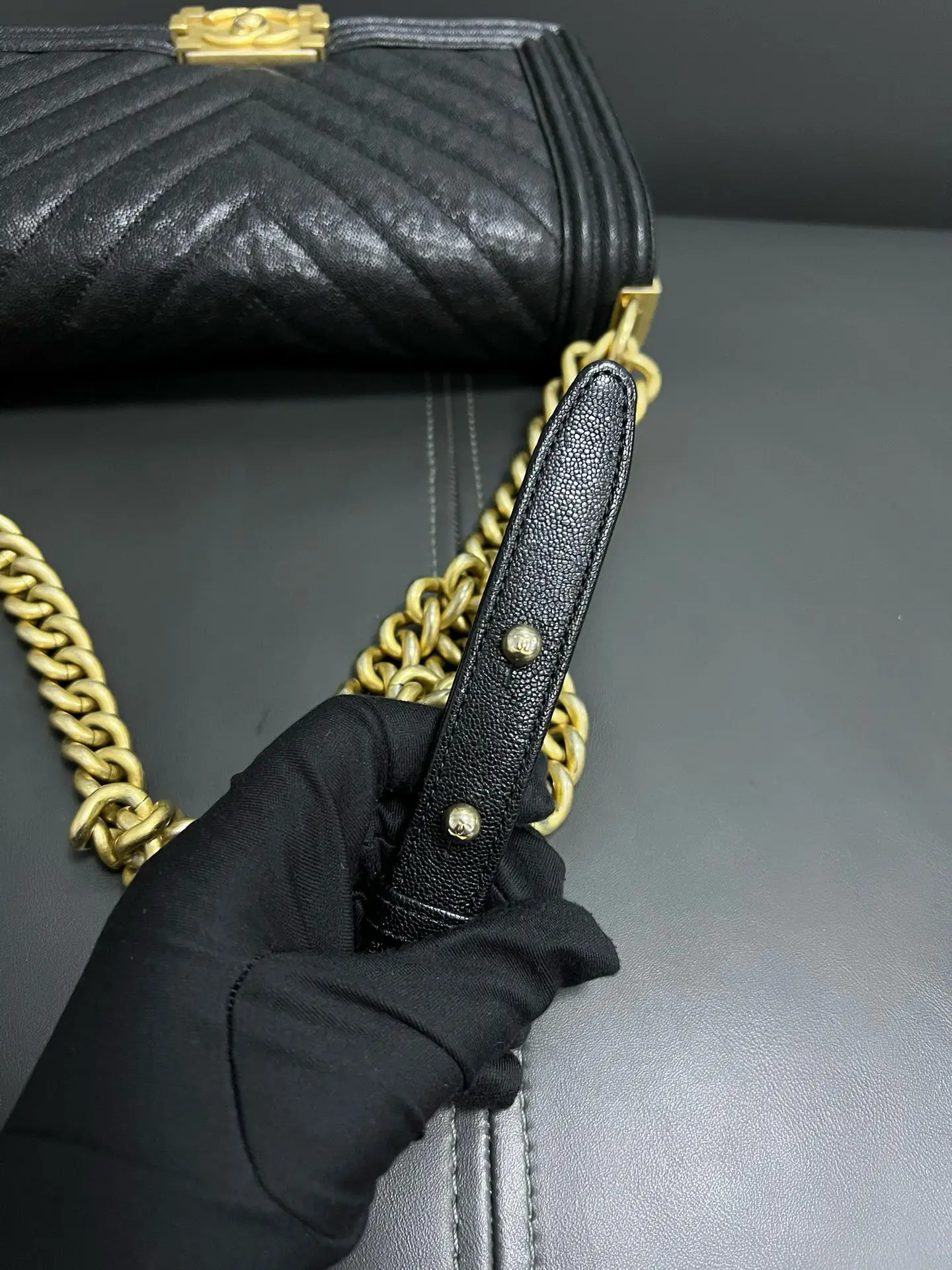 CHANEL Medium Boy Bag Black Caviar Leather CHANEL Medium Boy Bag Black Caviar Leather