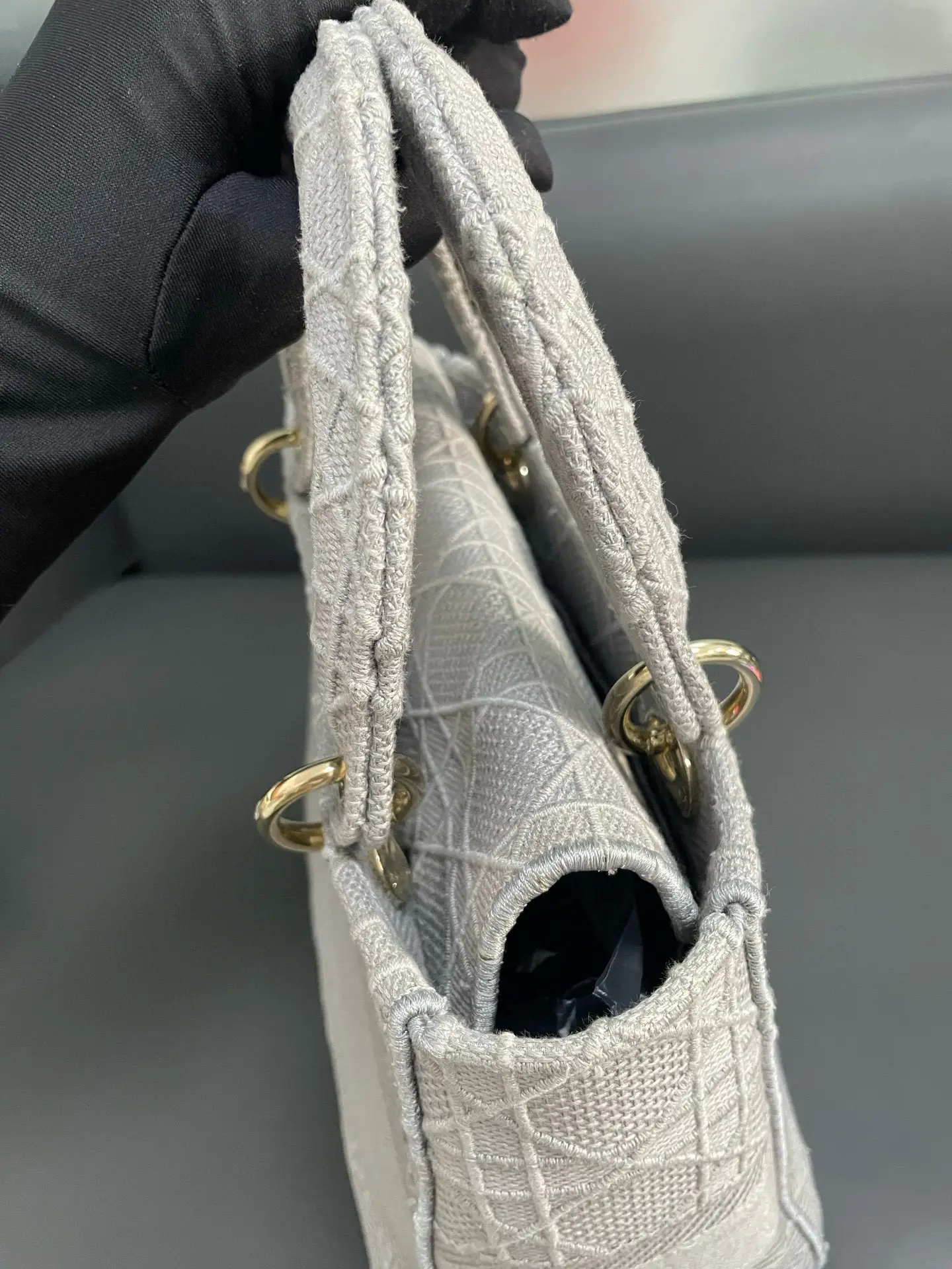 Dior Gray Medium Cannage Lady D-Lite Grey Dior Gray Medium Cannage Lady D-Lite Grey