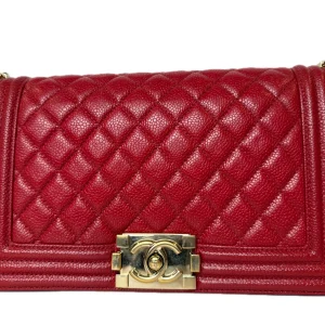 CHANEL Medium Boy Bag Red Caviar Leather