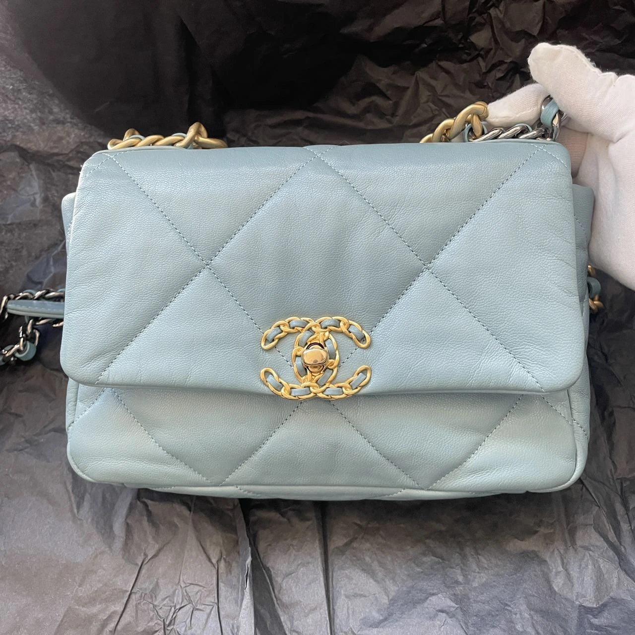 CHANEL 19 Flap Baby Blue Bag CHANEL 19 Flap Baby Blue Bag
