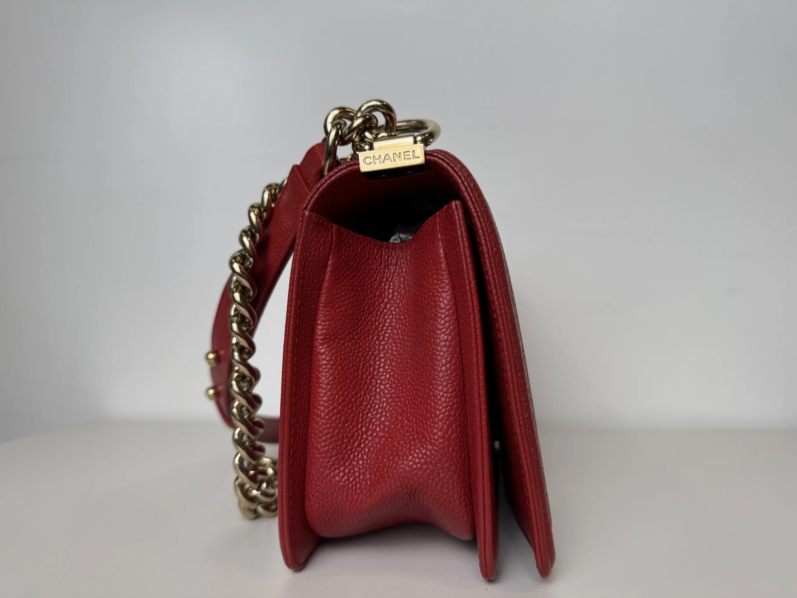 CHANEL Medium Boy Bag Red Caviar Leather CHANEL Medium Boy Bag Red Caviar Leather
