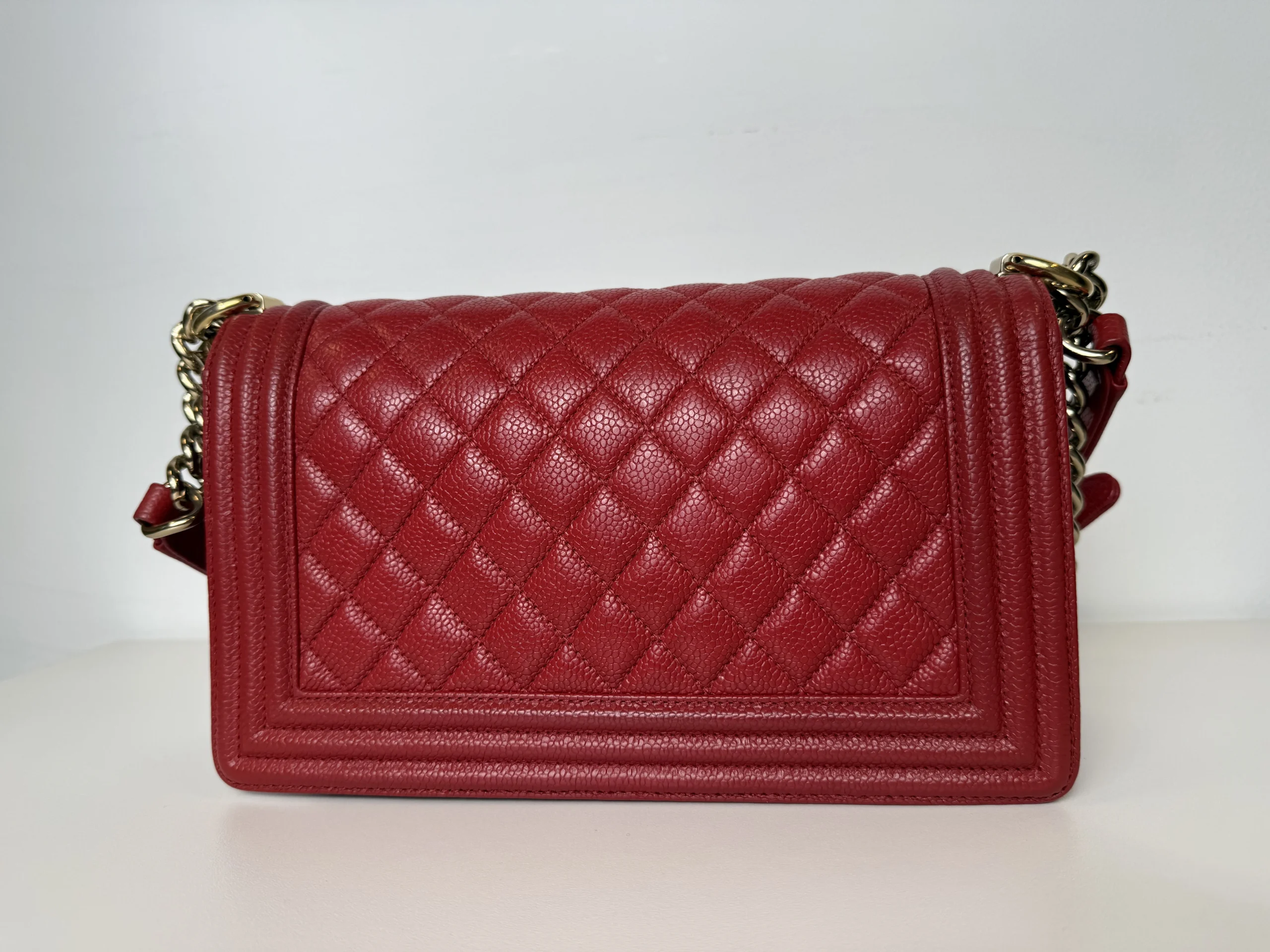 CHANEL Medium Boy Bag Red Caviar Leather CHANEL Medium Boy Bag Red Caviar Leather