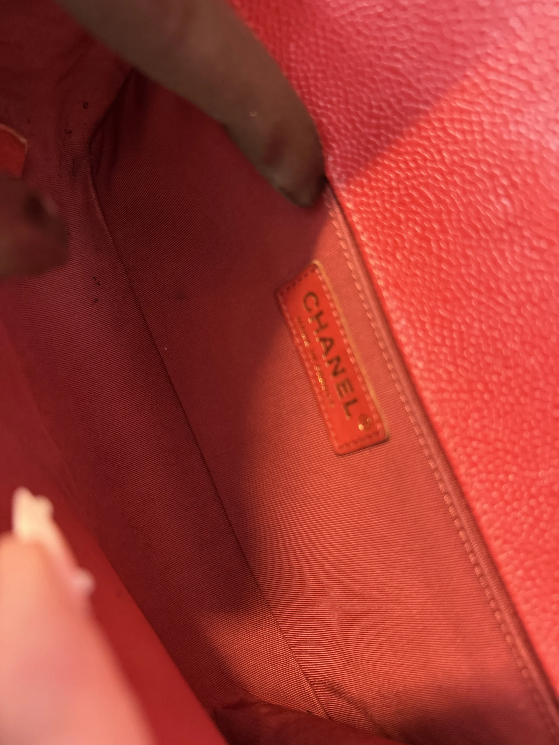 CHANEL Medium Boy Bag Red Caviar Leather CHANEL Medium Boy Bag Red Caviar Leather