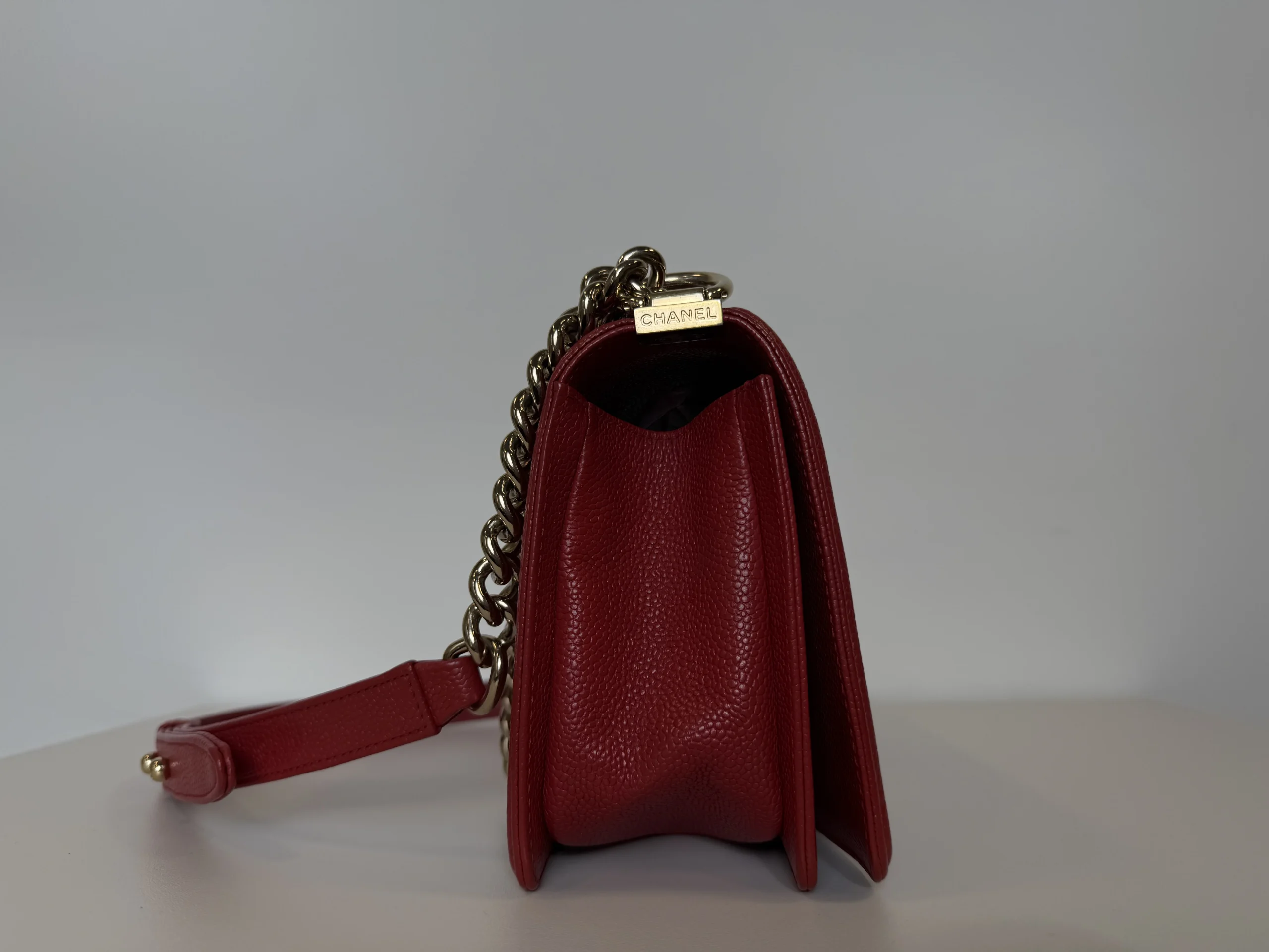 CHANEL Medium Boy Bag Red Caviar Leather CHANEL Medium Boy Bag Red Caviar Leather