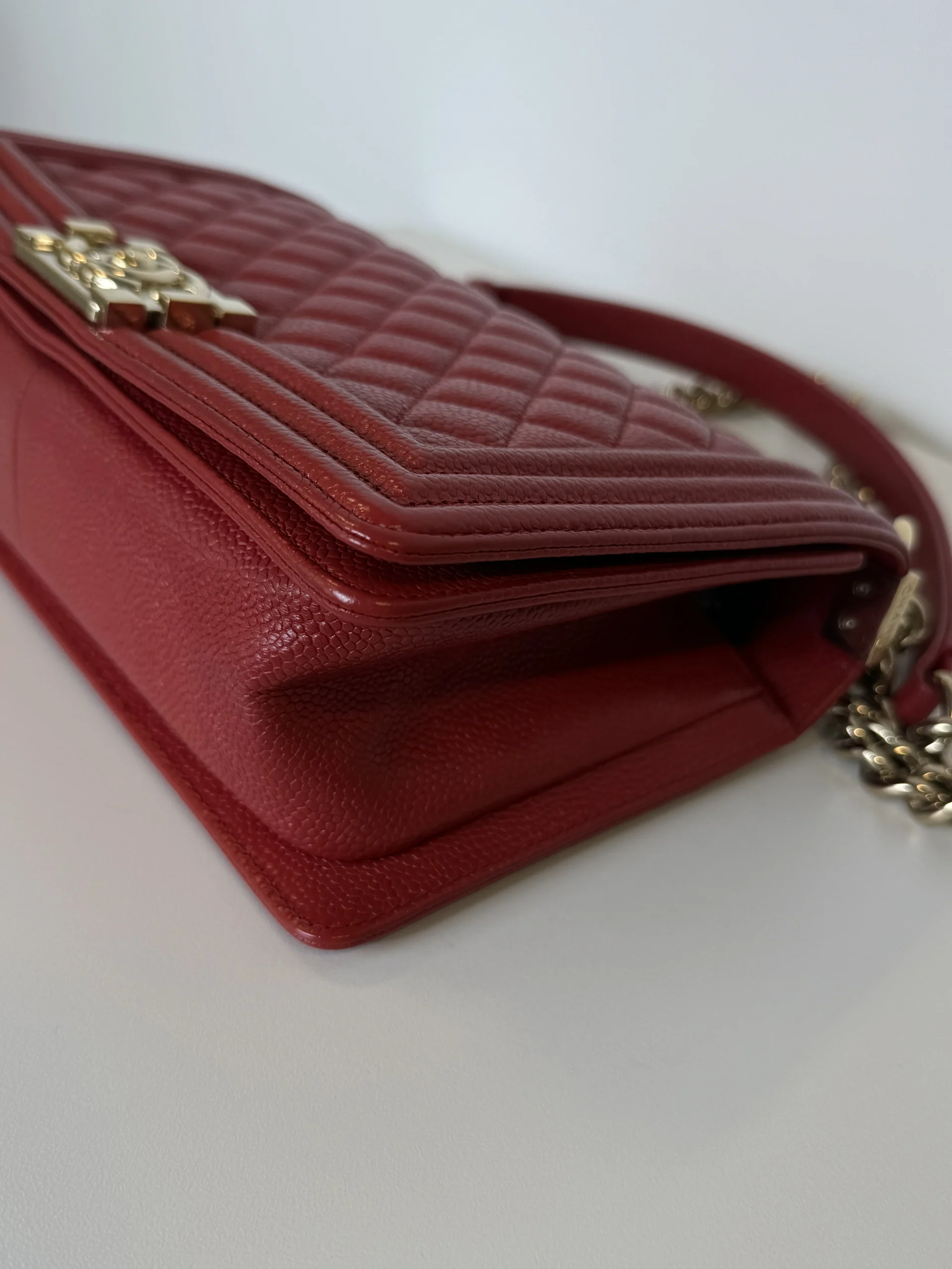 CHANEL Medium Boy Bag Red Caviar Leather CHANEL Medium Boy Bag Red Caviar Leather