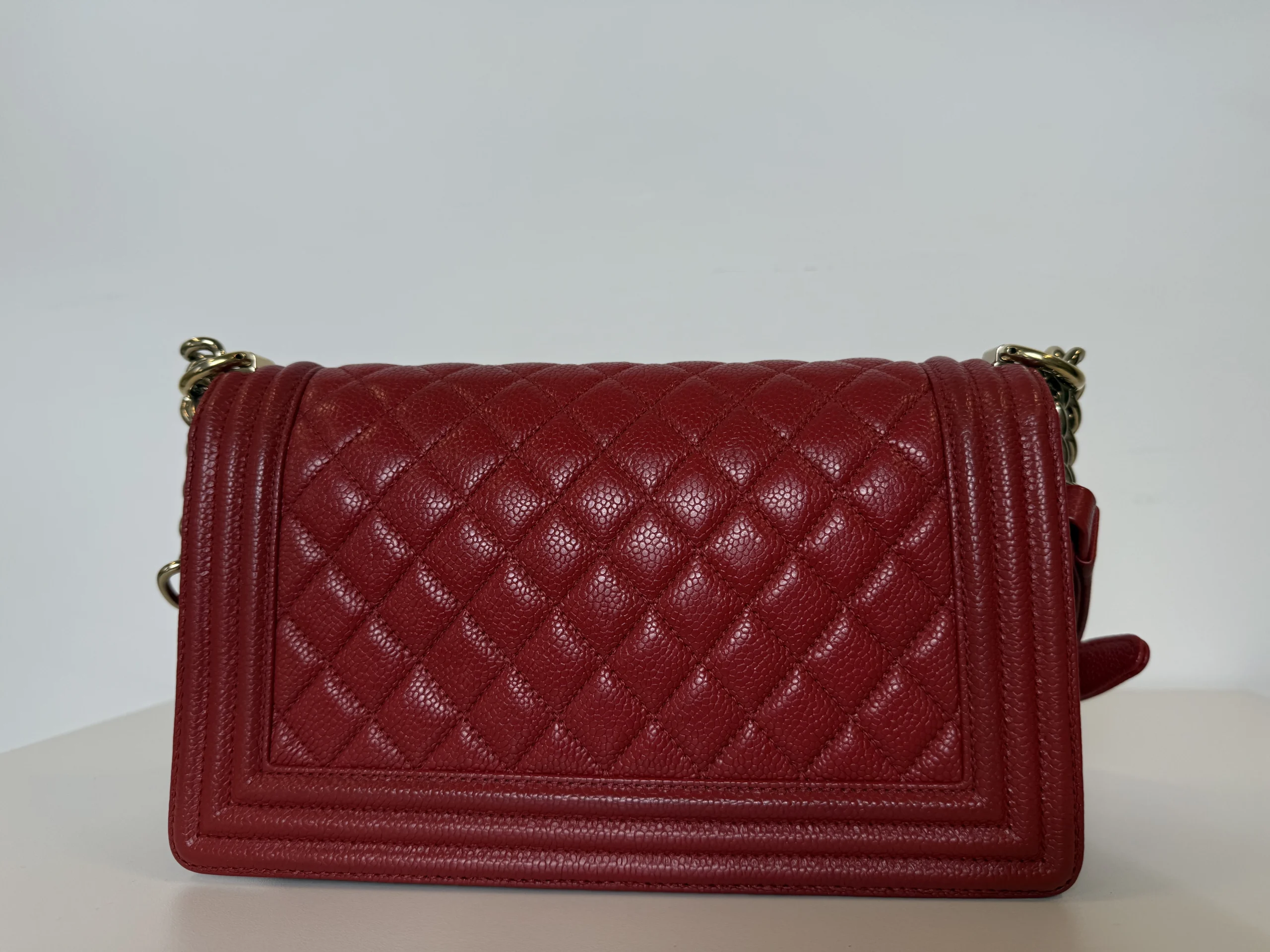 CHANEL Medium Boy Bag Red Caviar Leather CHANEL Medium Boy Bag Red Caviar Leather