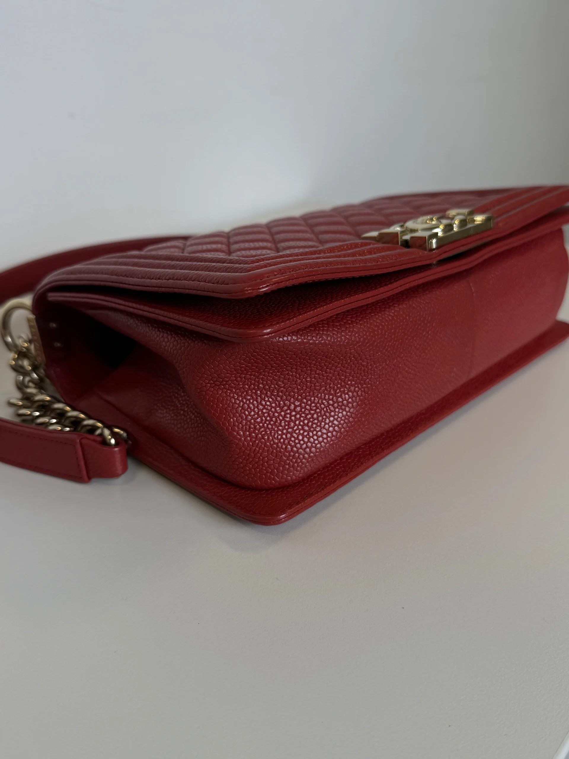 CHANEL Medium Boy Bag Red Caviar Leather CHANEL Medium Boy Bag Red Caviar Leather