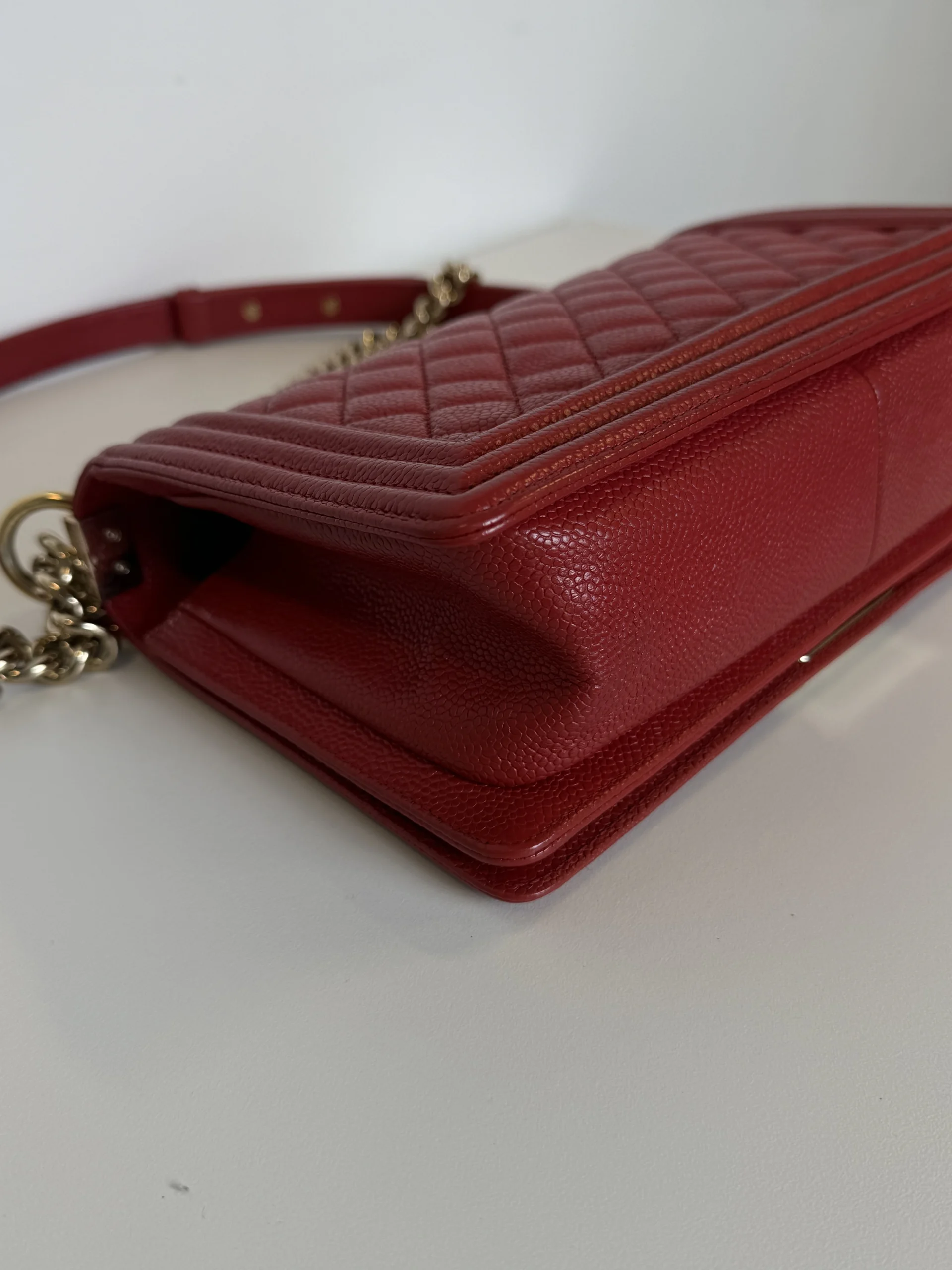 CHANEL Medium Boy Bag Red Caviar Leather CHANEL Medium Boy Bag Red Caviar Leather