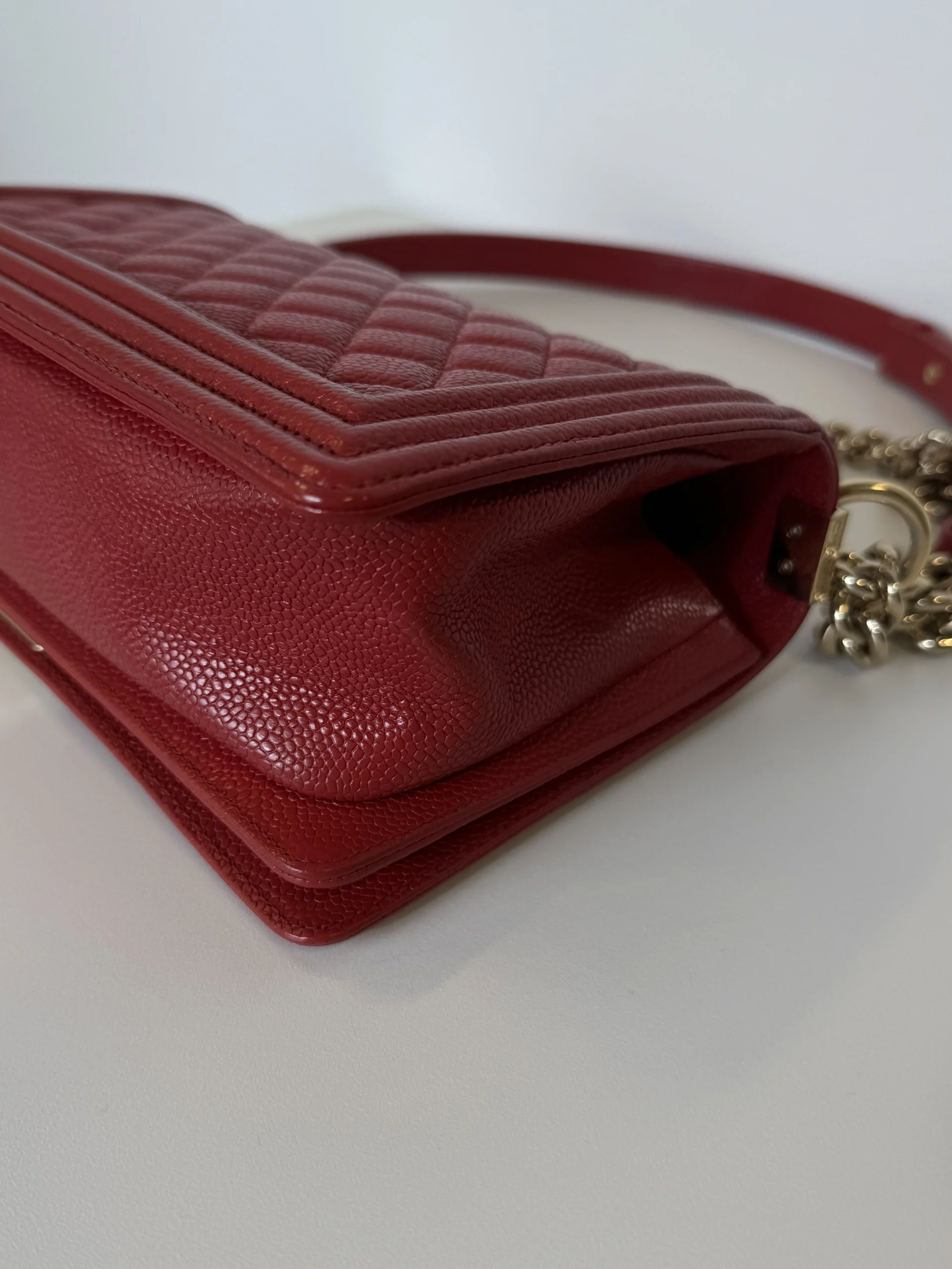 CHANEL Medium Boy Bag Red Caviar Leather CHANEL Medium Boy Bag Red Caviar Leather