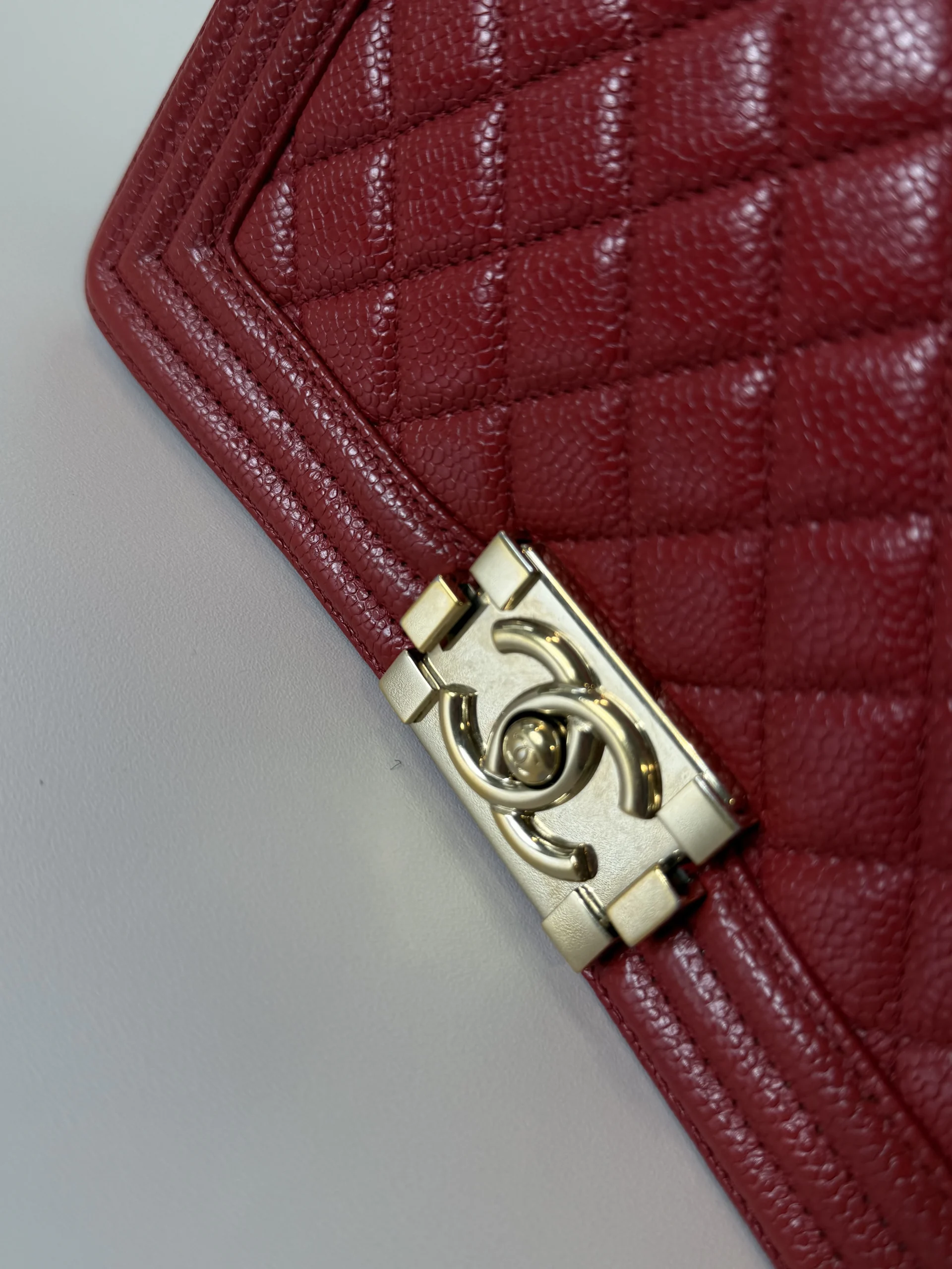CHANEL Medium Boy Bag Red Caviar Leather CHANEL Medium Boy Bag Red Caviar Leather