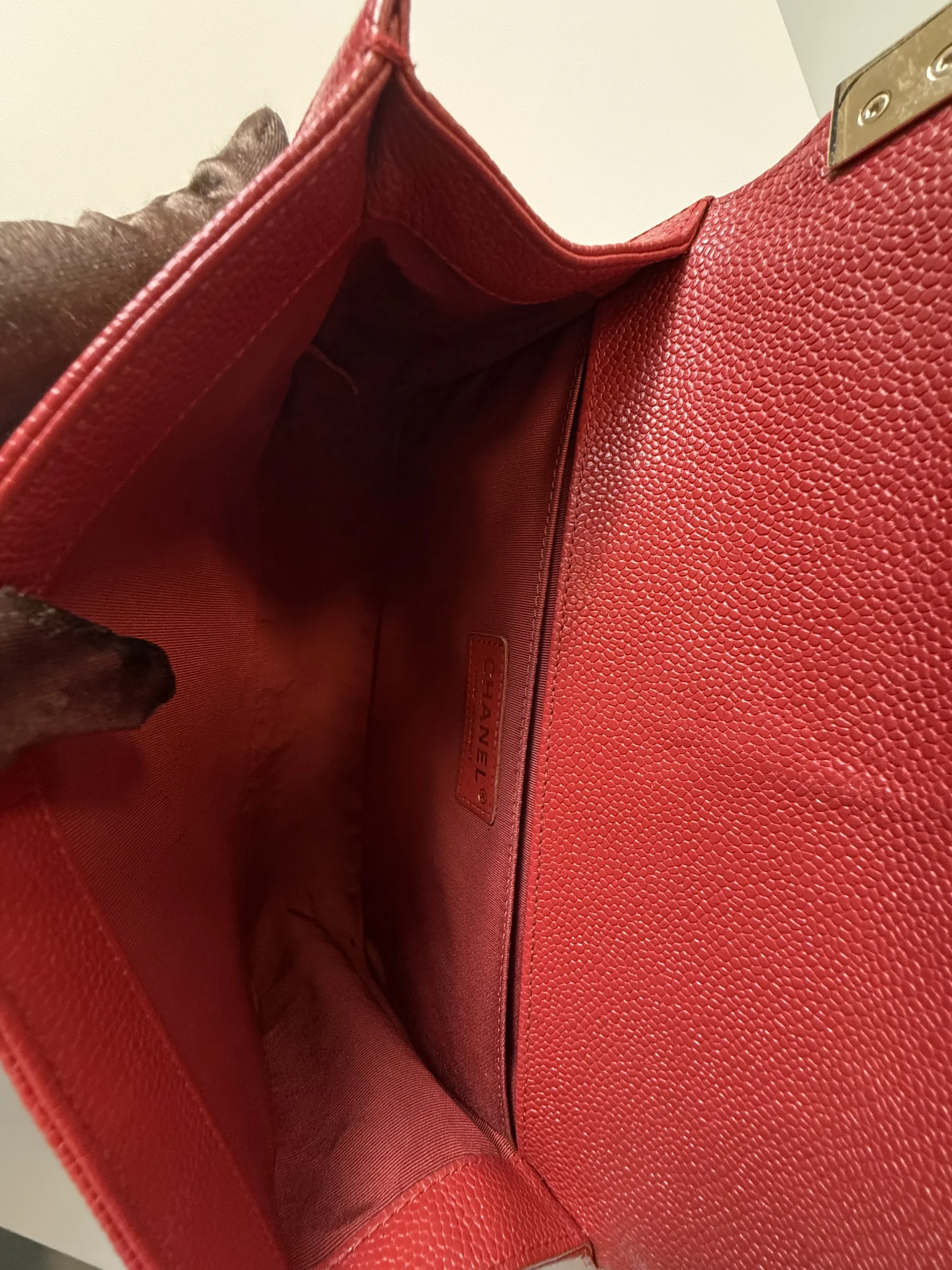 CHANEL Medium Boy Bag Red Caviar Leather CHANEL Medium Boy Bag Red Caviar Leather